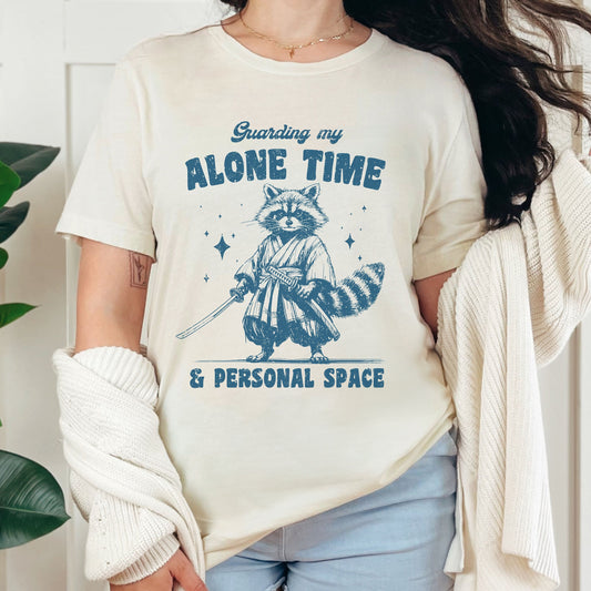 Guarding My Time Alone Samuari Raccoon Shirt