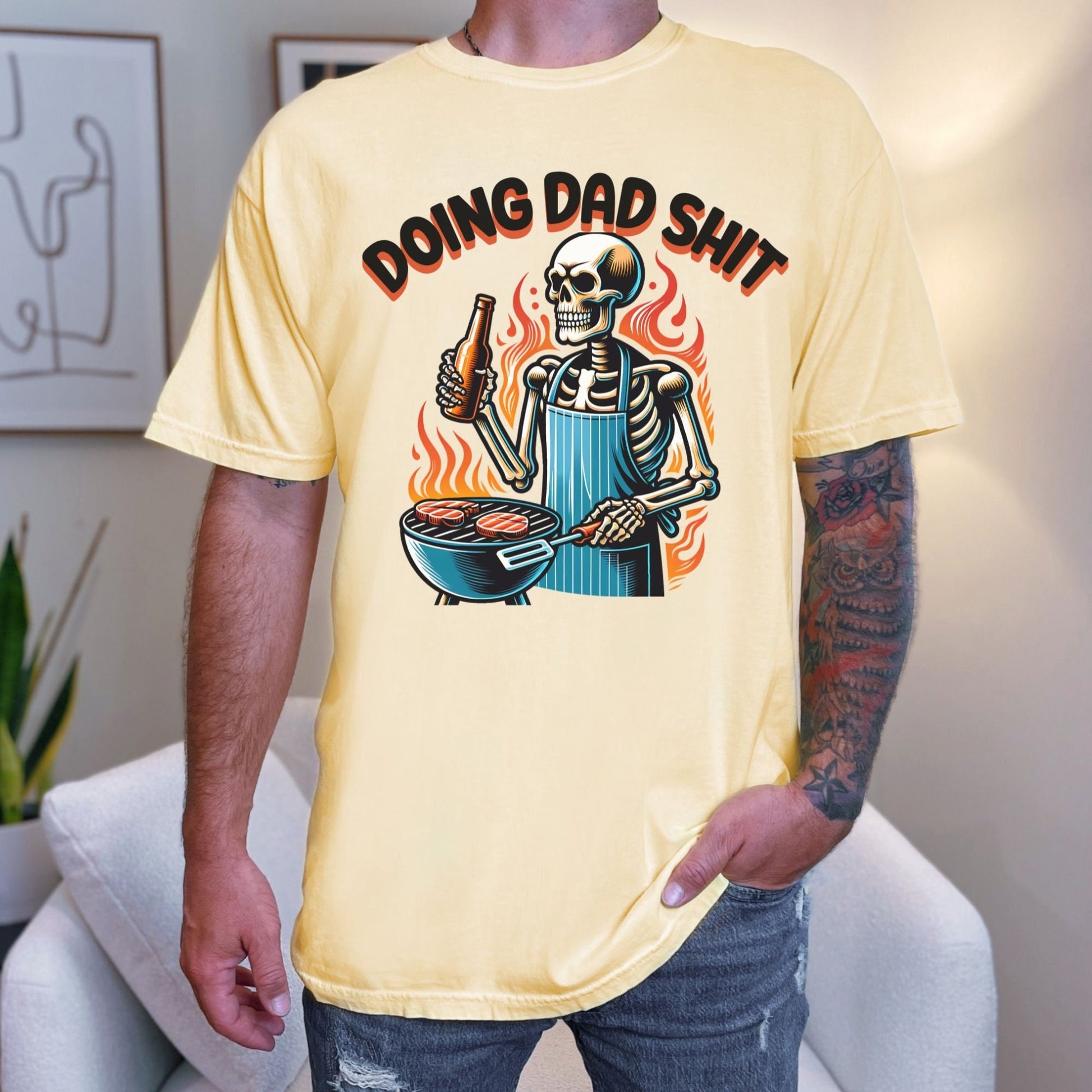 Doing Dad Shit Grilling Skeleton Fathers Day Comfort Colors Shirt