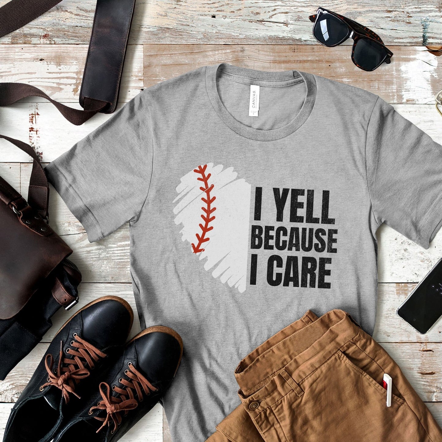 Halloween Baseball Shirt - I Yell Because I Care Gift for Baseball Coach