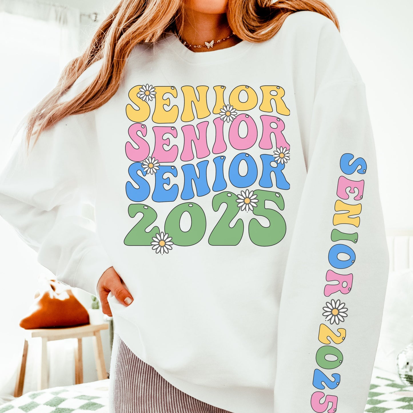 Senior 2025 Retro Groovy Comfort Colors Sweatshirt