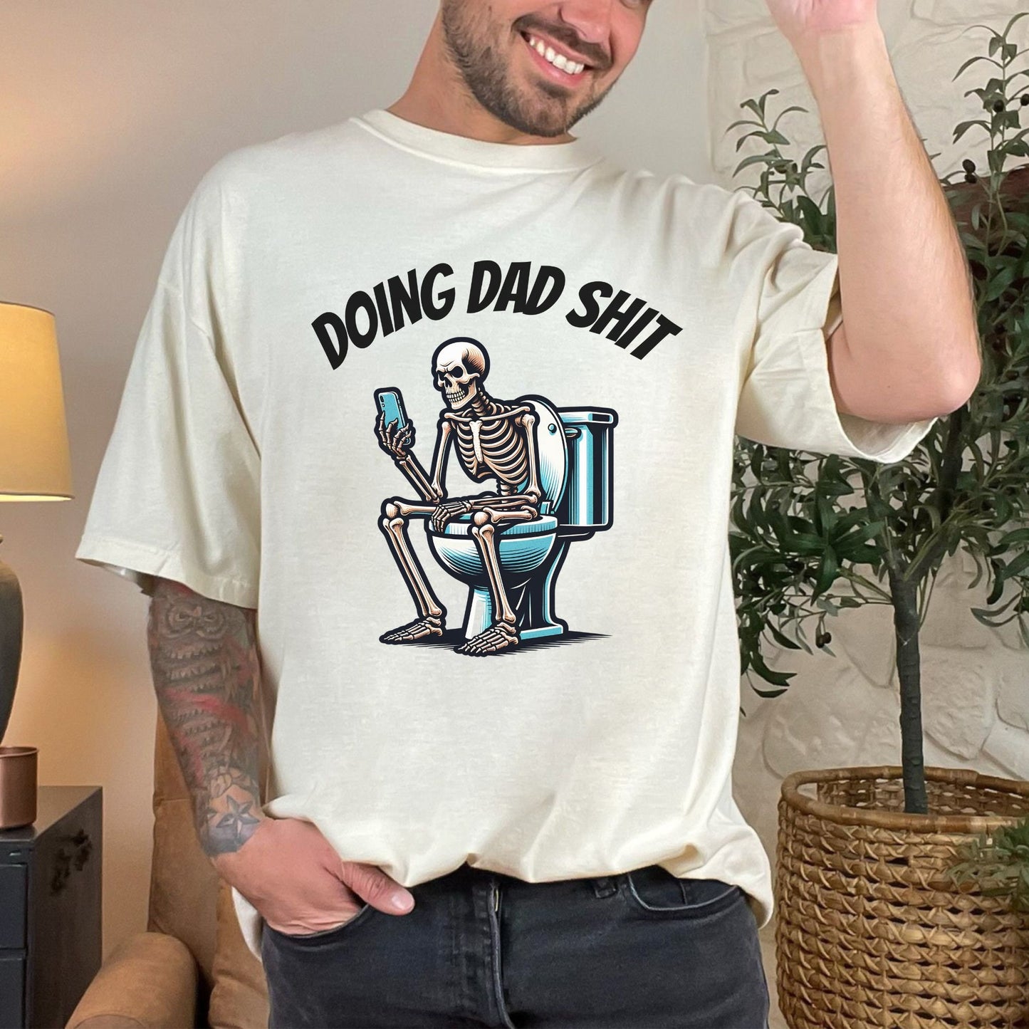 Doing Dad Shit on Toilet Funny Father's Day Comfort Colors Shirt