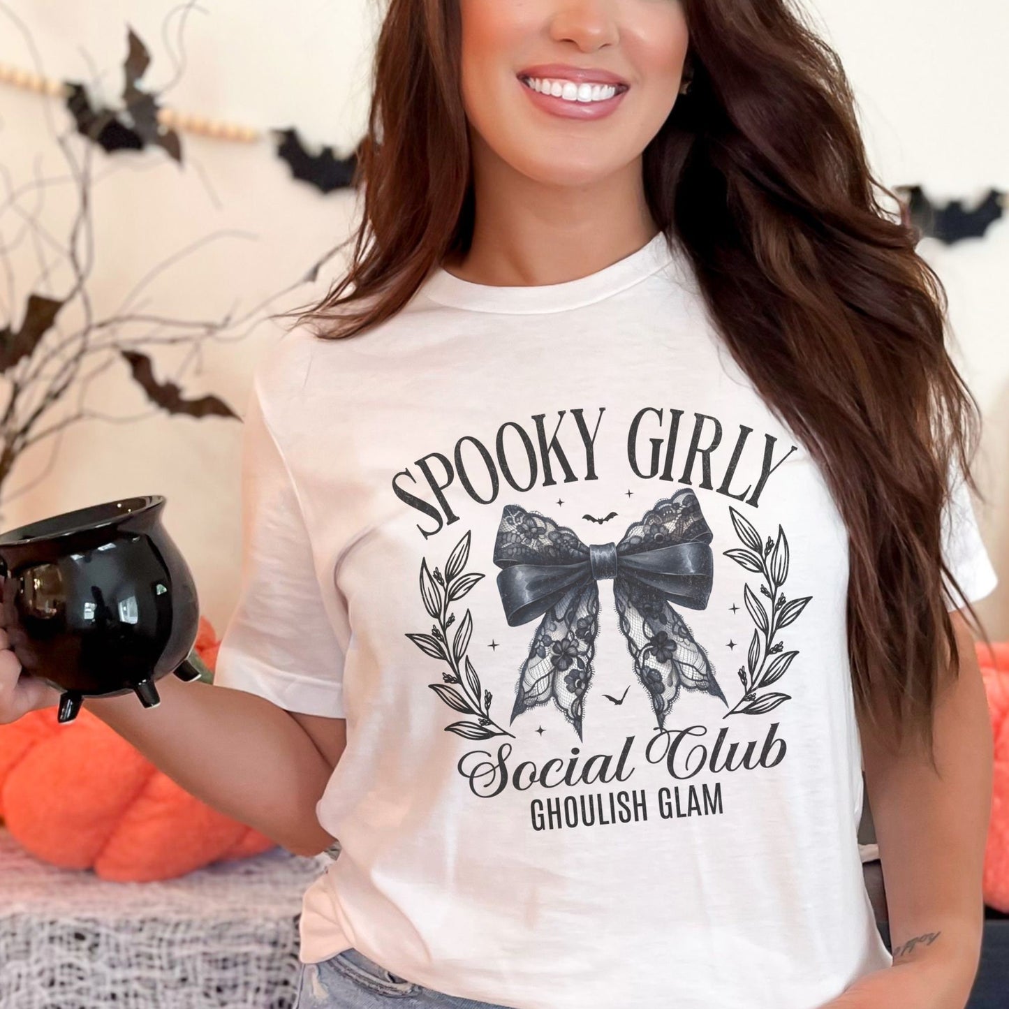 Spooky Girly Dark Coquette Halloween T-shirt