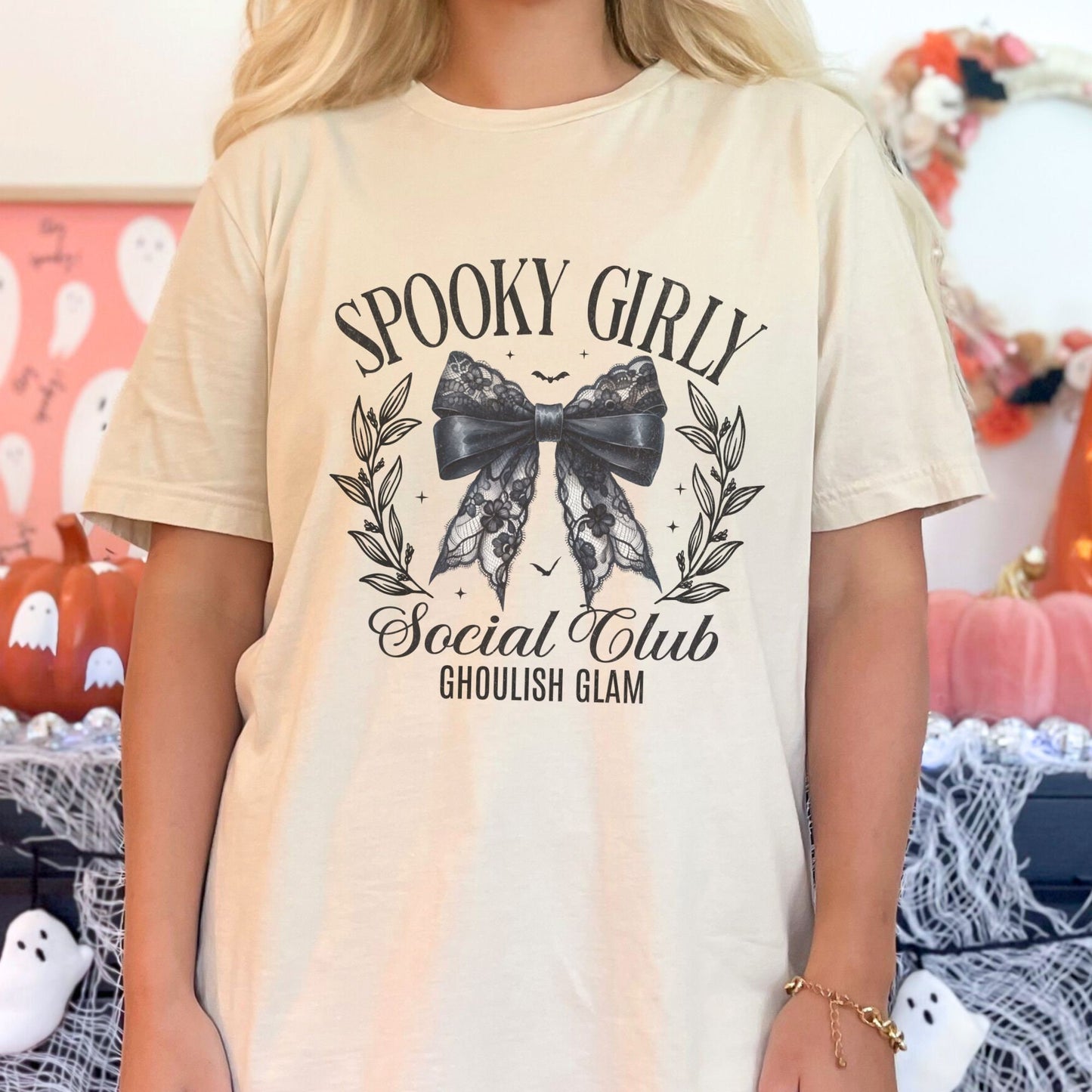 Spooky Girly Dark Coquette Halloween T-shirt