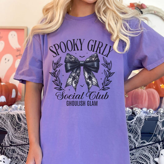 Spooky Girly Social Club Ghoulish Glam Comfort Colors Halloween Shirt