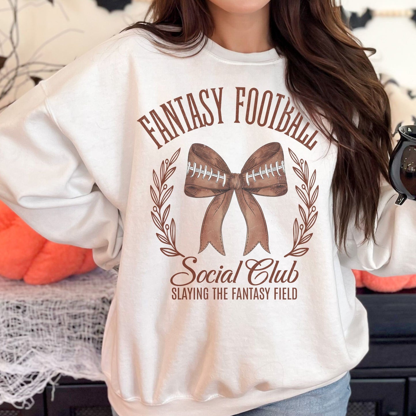 Fantasy Football Bow Coquette Social Club Sweatshirt