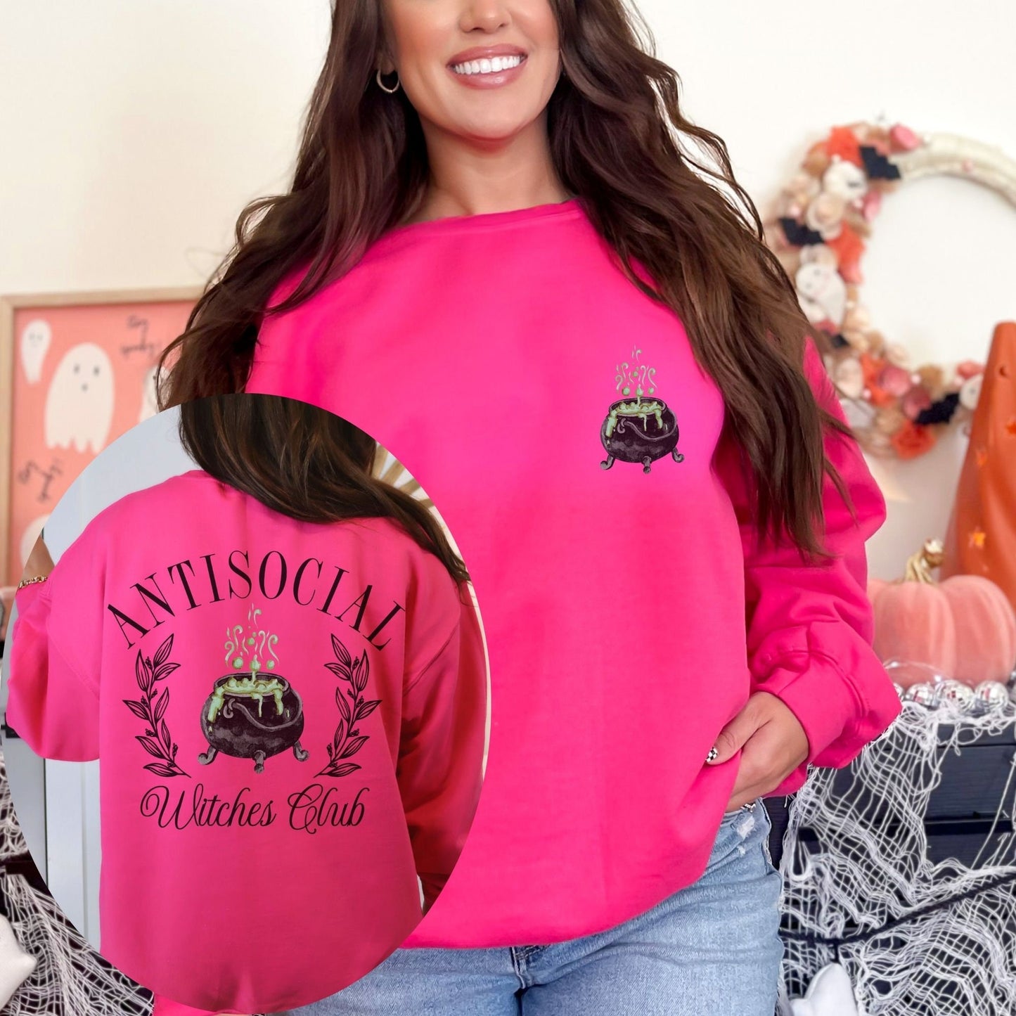 Antisocial Witches Social Club Sweatshirt, Halloween Sweater