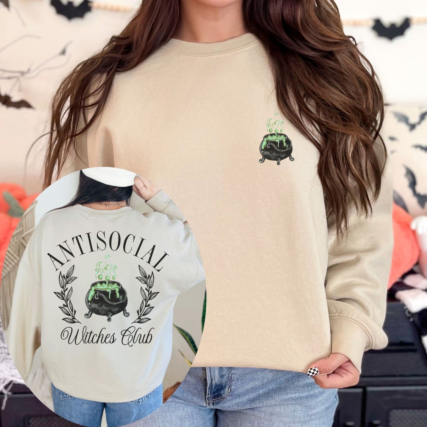 Antisocial Witches Social Club Sweatshirt, Halloween Sweater