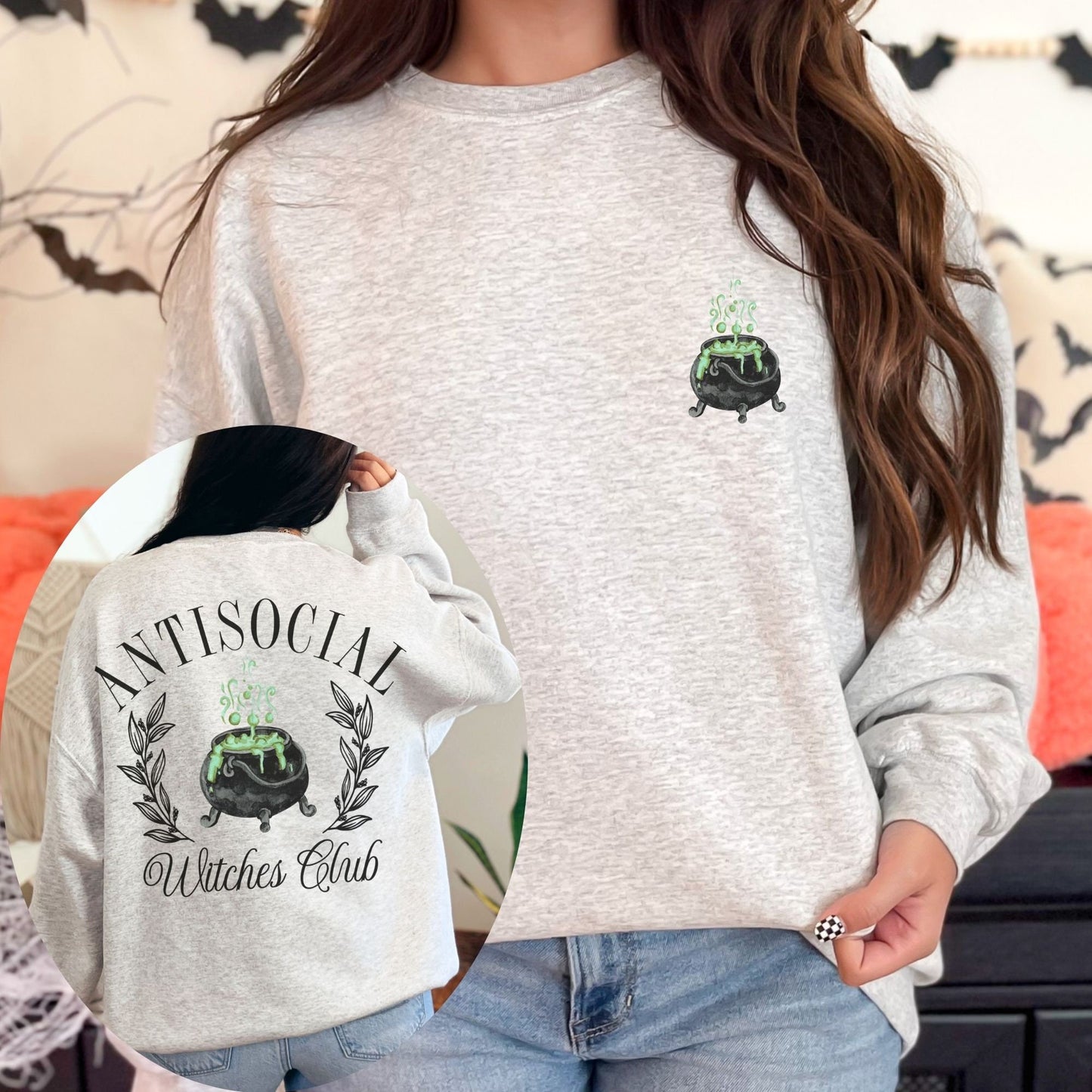 Antisocial Witches Social Club Sweatshirt, Halloween Sweater