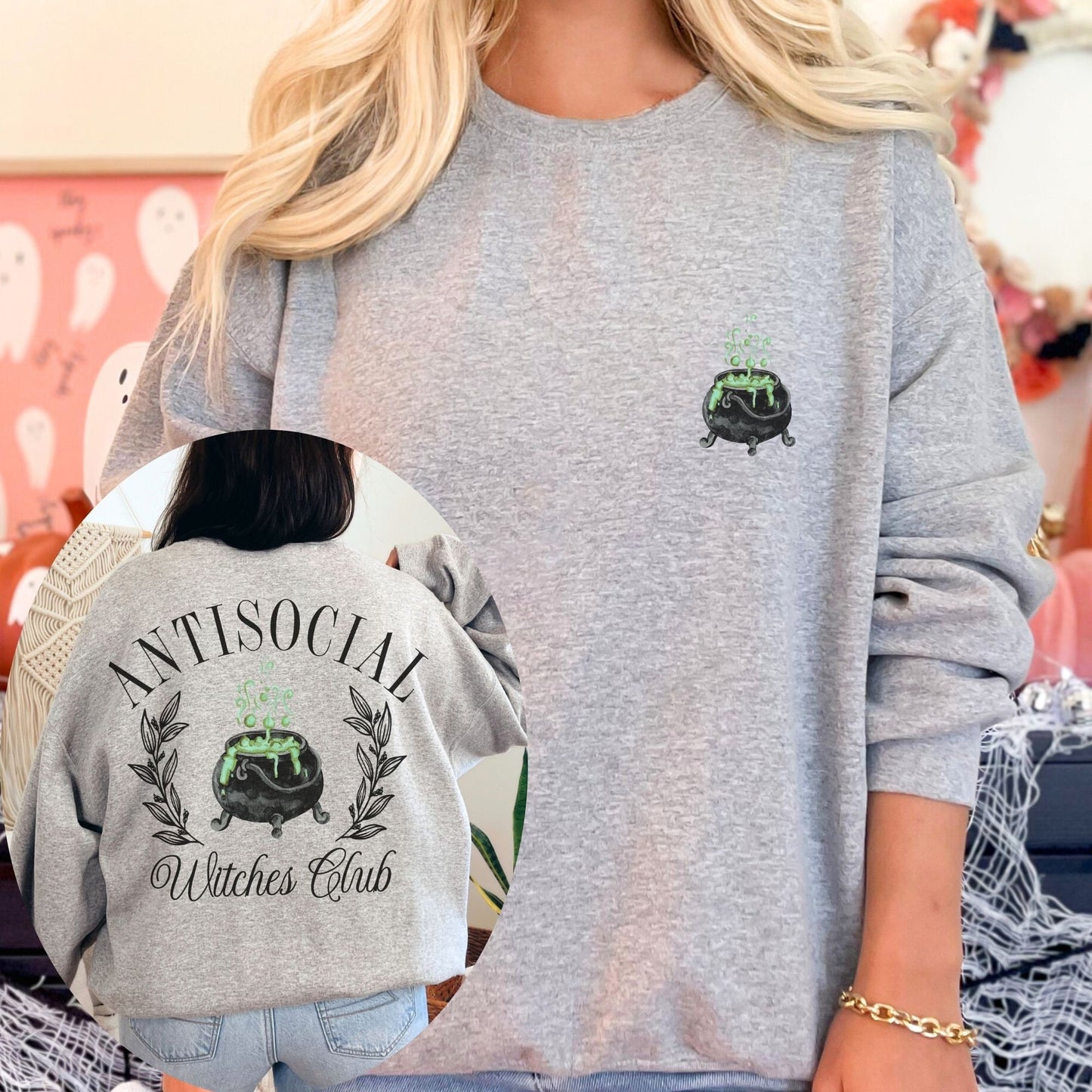 Antisocial Witches Social Club Sweatshirt, Halloween Sweater