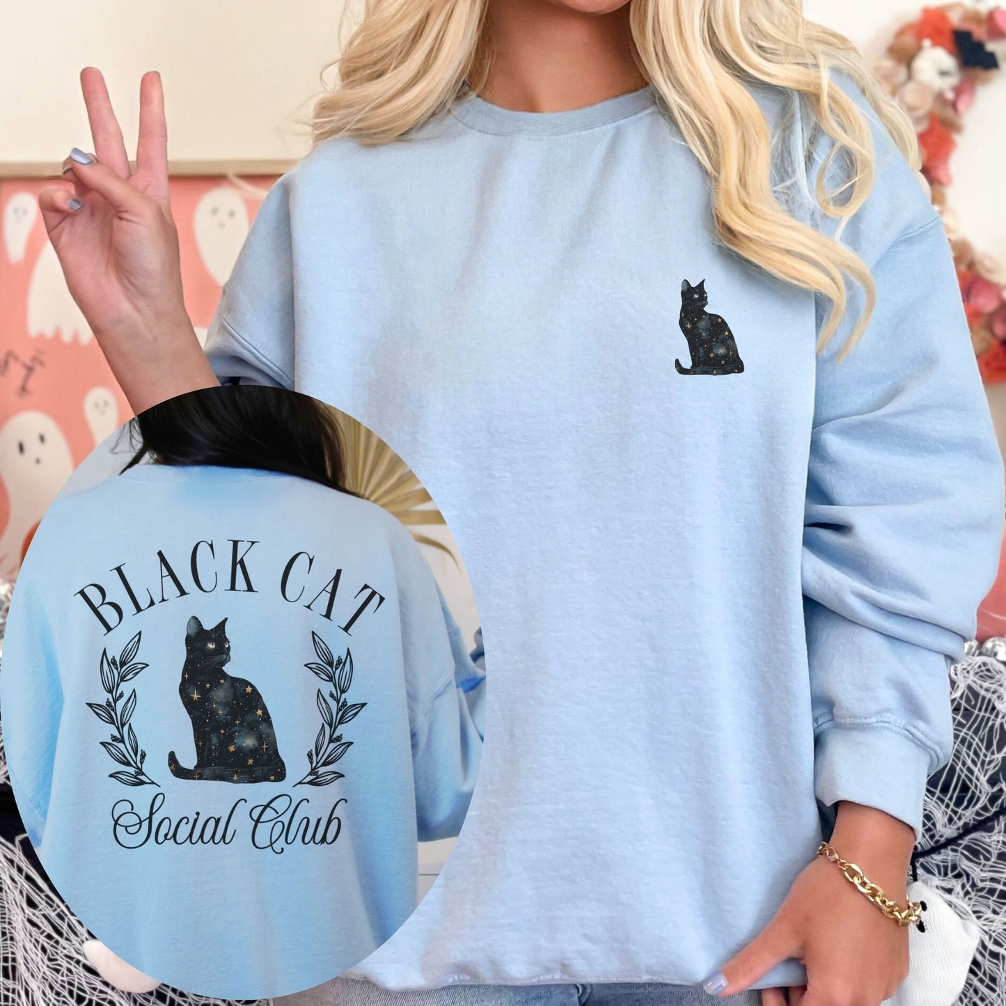 Black Cat Social Club Halloween Sweatshirt