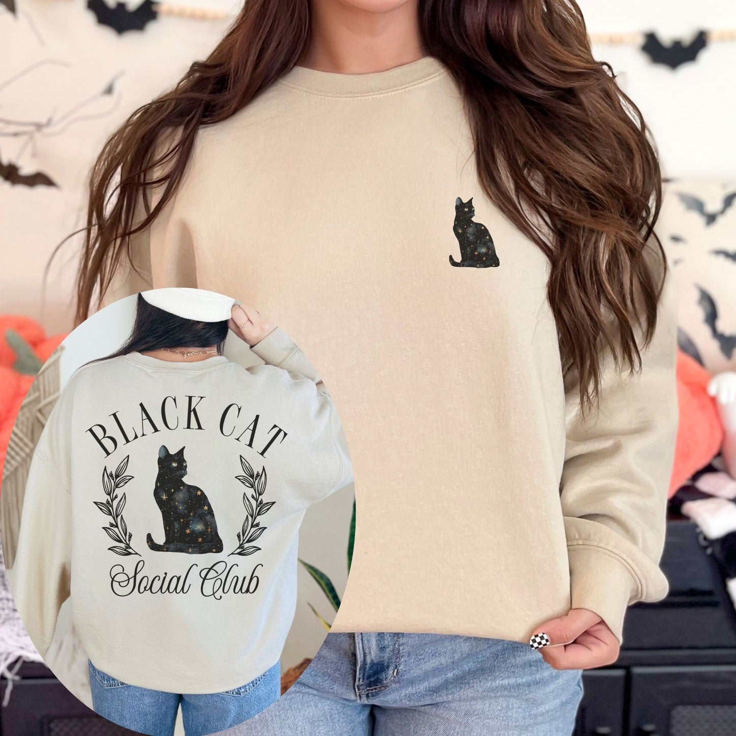 Black Cat Social Club Halloween Sweatshirt