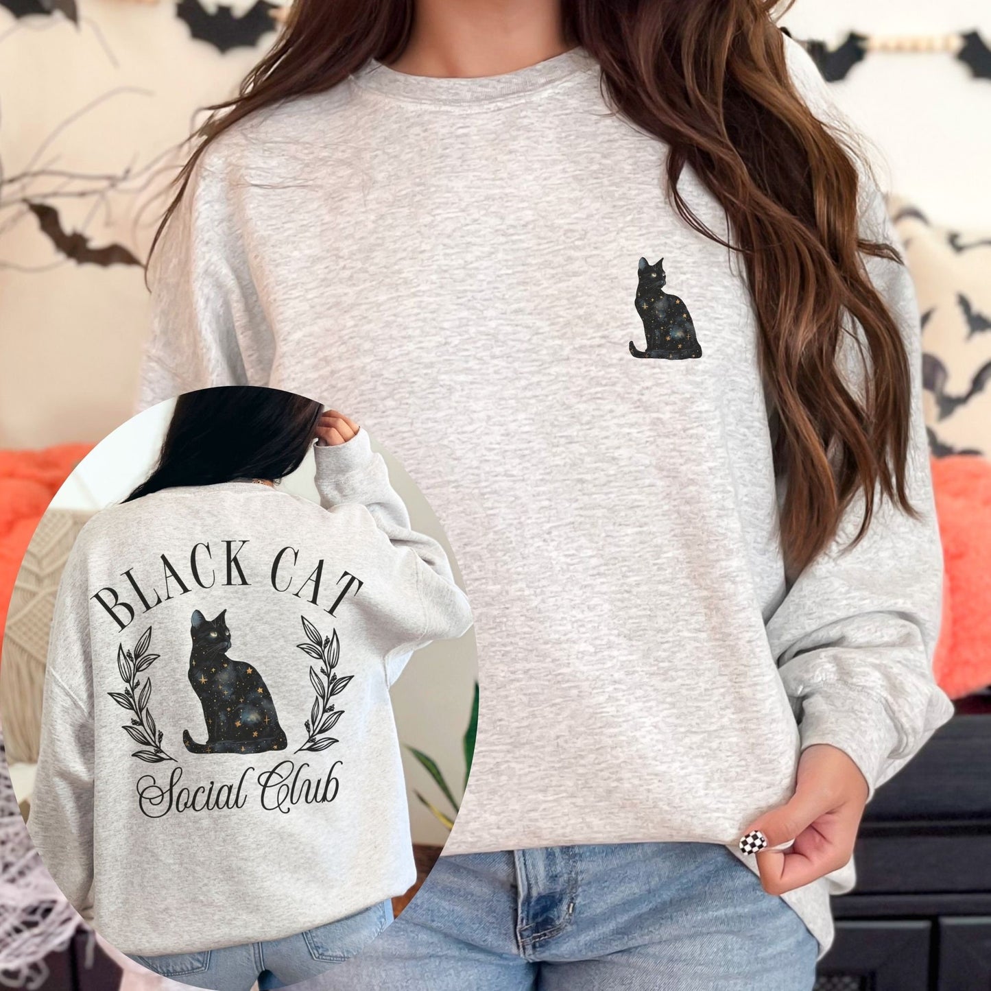 Black Cat Social Club Halloween Sweatshirt