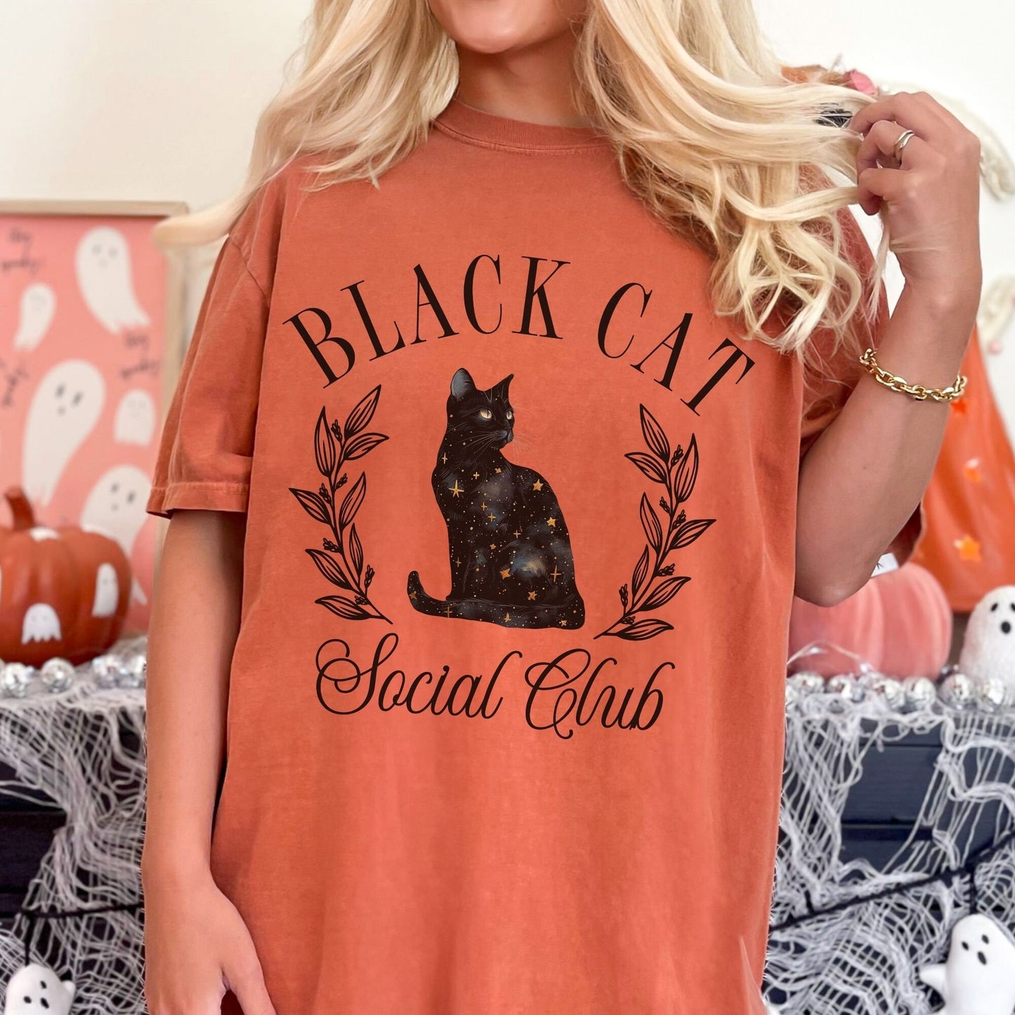 Black Cat Social Club Halloween Comfort Colors Shirt