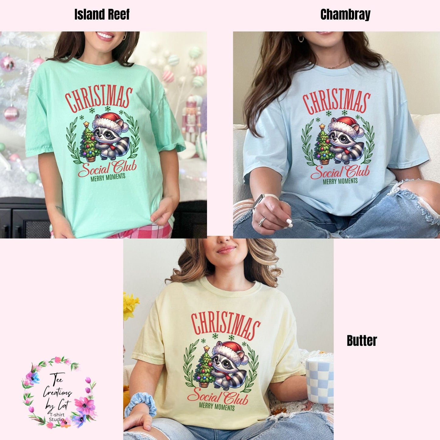 Christmas Social Club Raccoon Comfort Colors Shirt