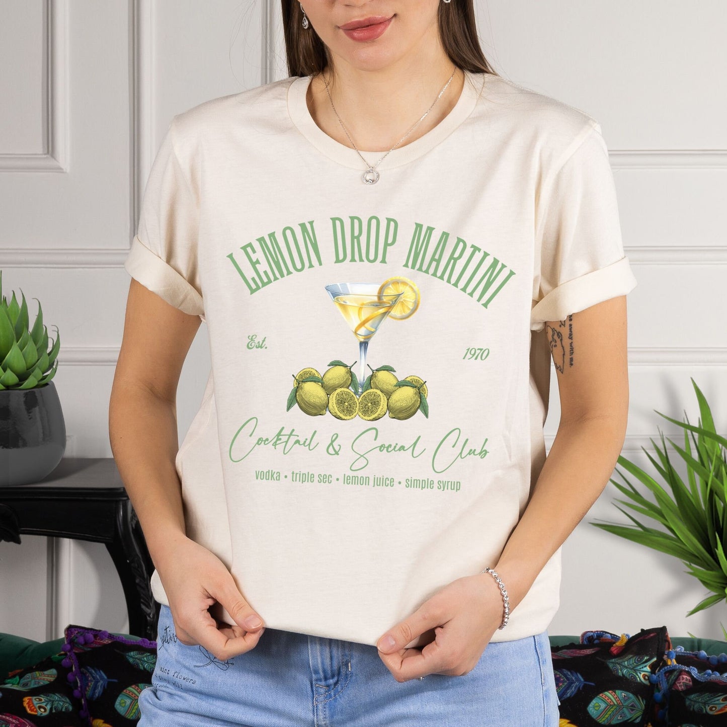 Lemon Drop Martini Cocktail & Social Club Shirt