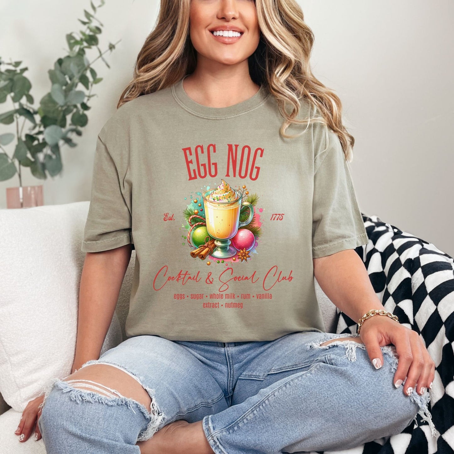 Egg Nog Christmas Cocktail & Social Club Comfort Colors Shirt