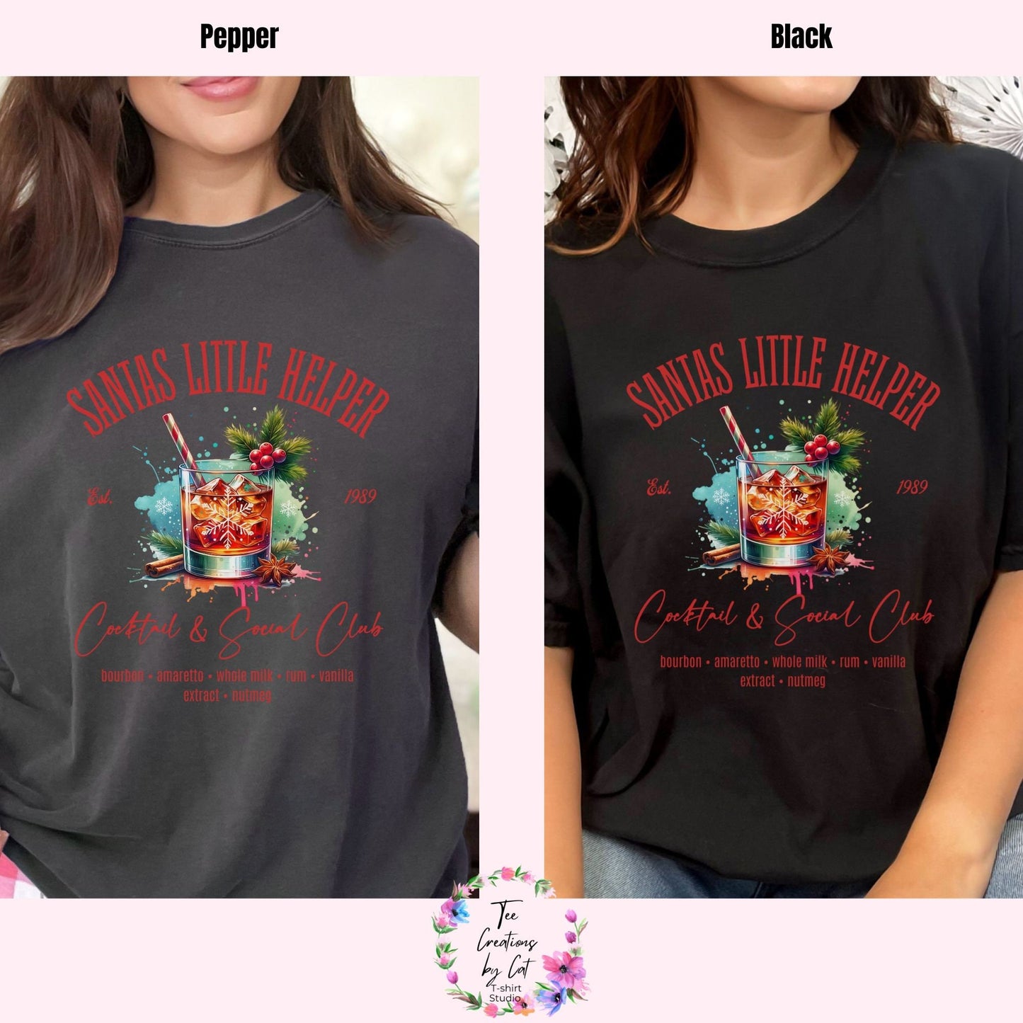 Santa's Little Helper Christmas Cocktail & Social Club Comfort Colors Shirt