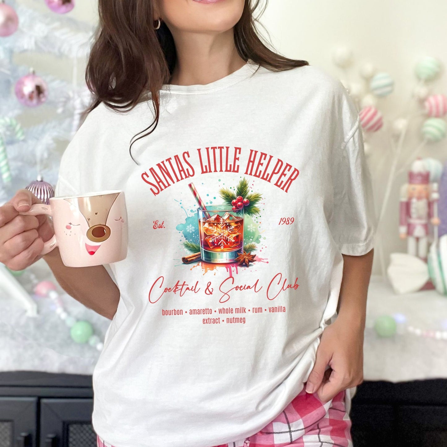 Santa's Little Helper Christmas Cocktail & Social Club Comfort Colors Shirt