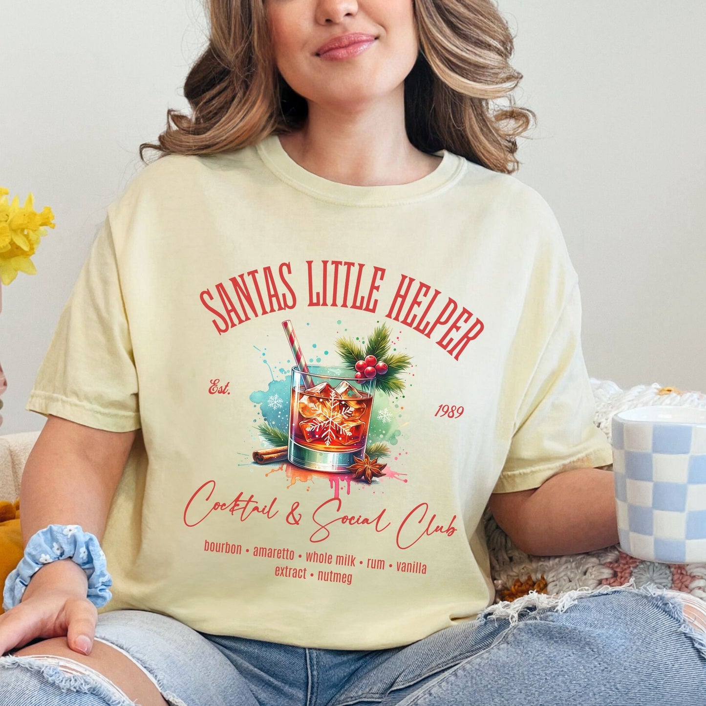 Santa's Little Helper Christmas Cocktail & Social Club Comfort Colors Shirt