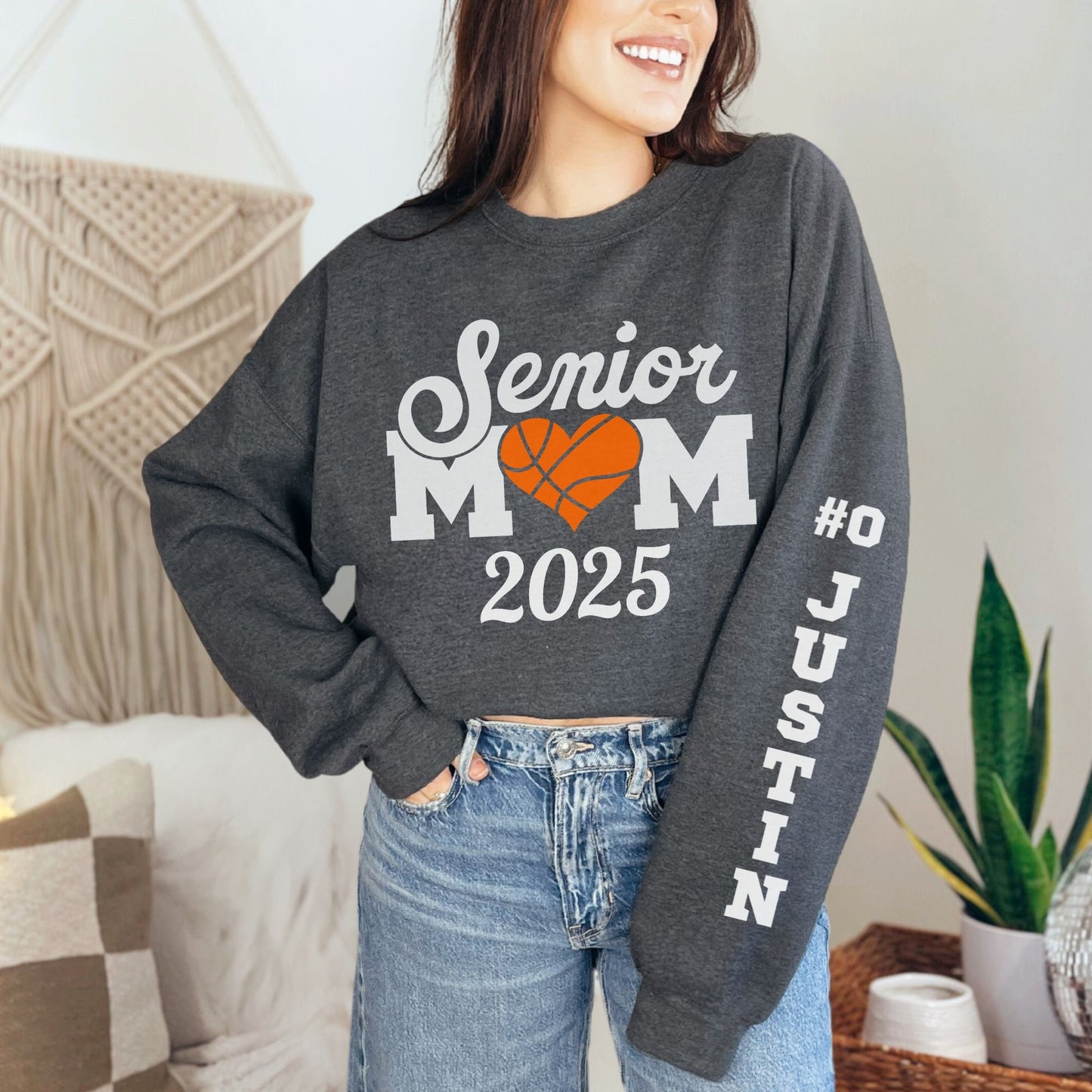 Custom 2025 Senior Night Mom Basketball Sweatshirt