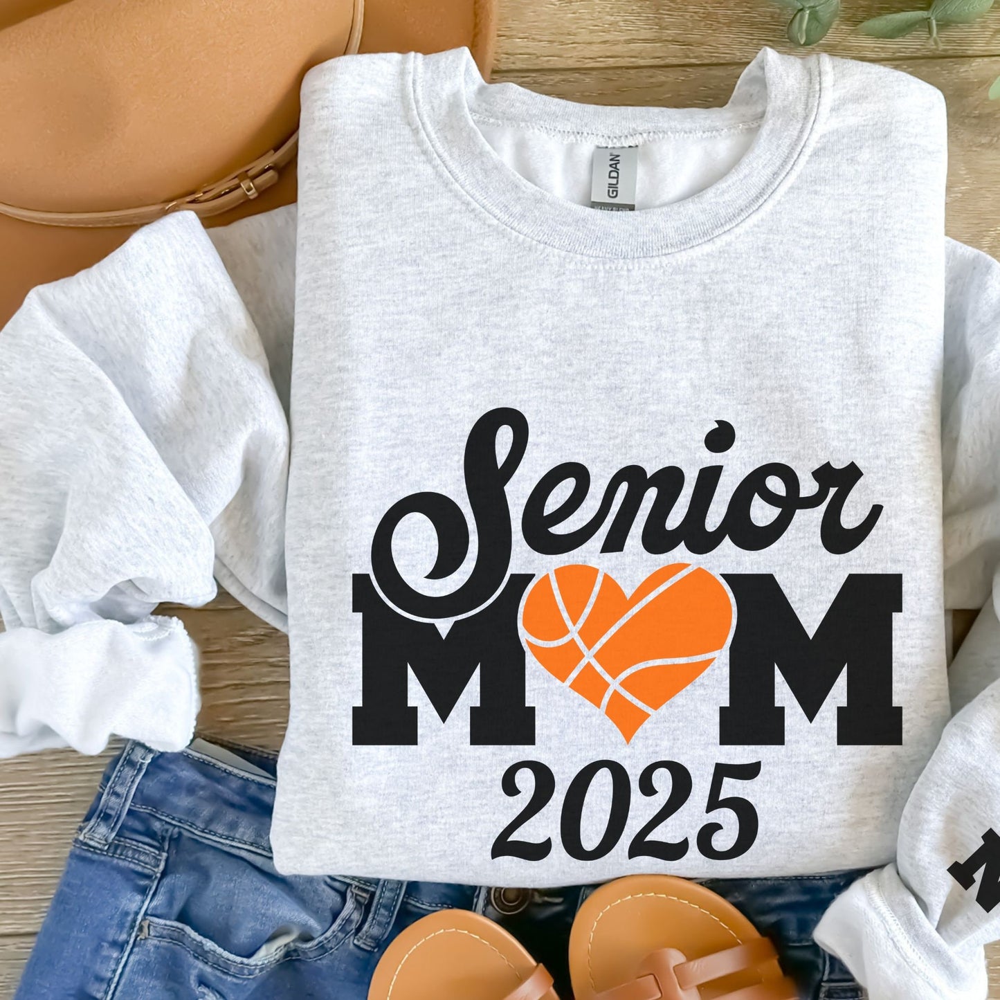 Custom 2025 Senior Night Mom Basketball Sweatshirt