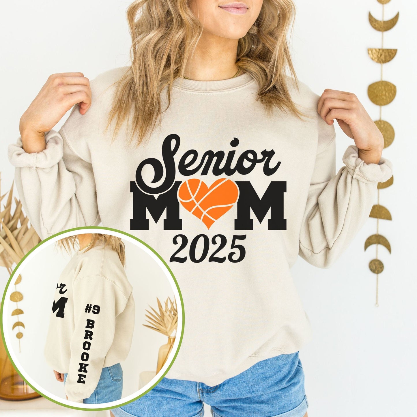 Custom 2025 Senior Night Mom Basketball Sweatshirt