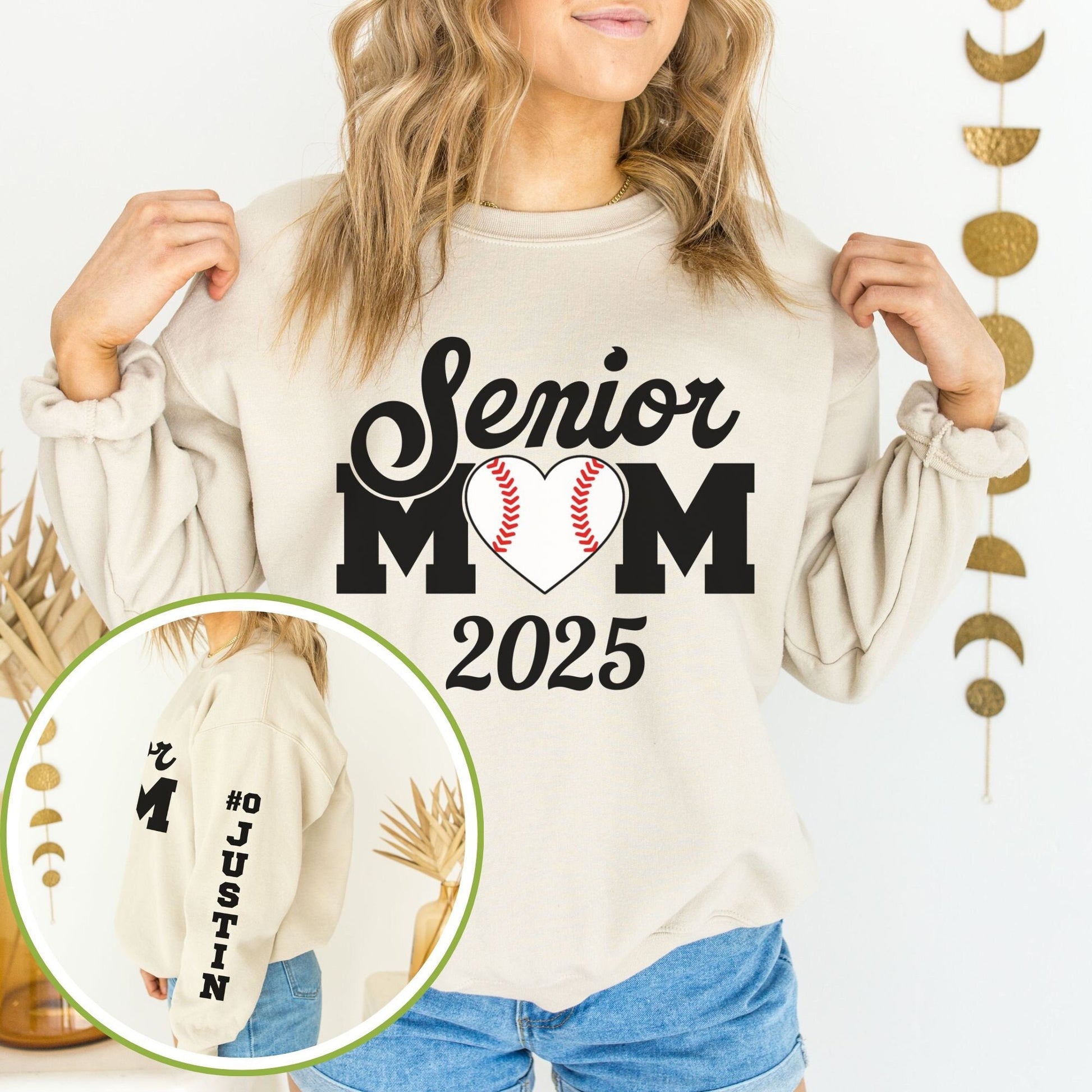 Senior Mom 2025 Baseball Custom name sleeve print