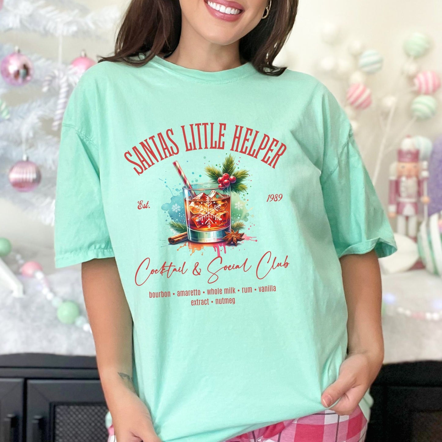 Santa's Little Helper Christmas Cocktail & Social Club Comfort Colors Shirt