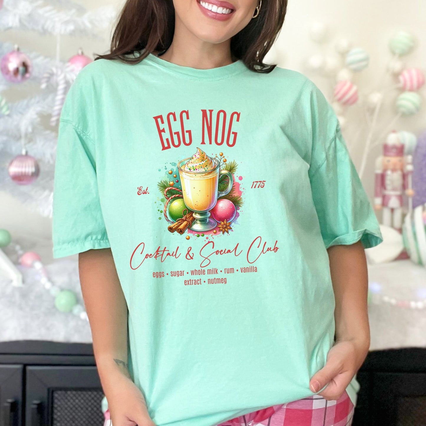 Egg Nog Christmas Cocktail & Social Club Comfort Colors Shirt