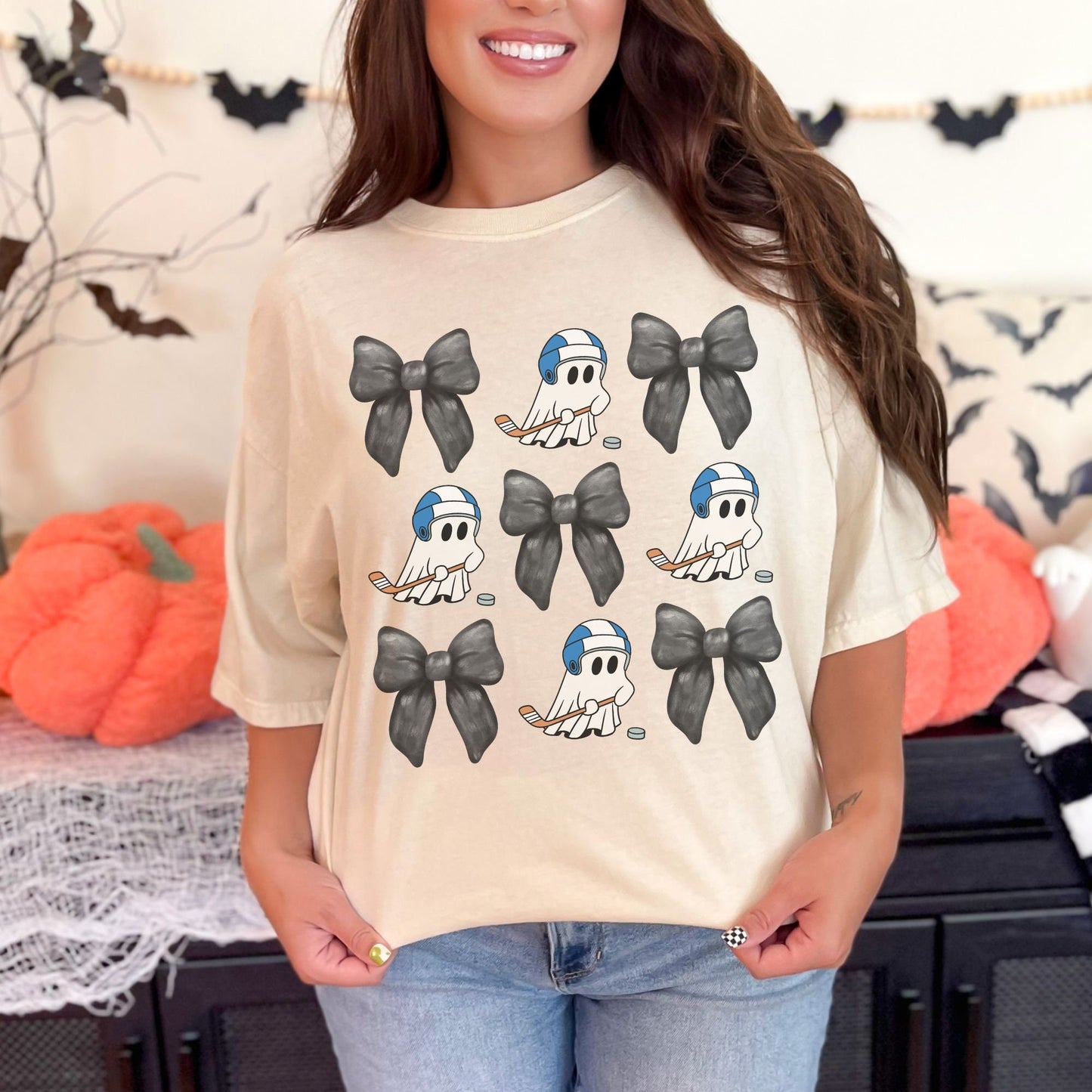 Halloween Hockey Mom Bow Shirt