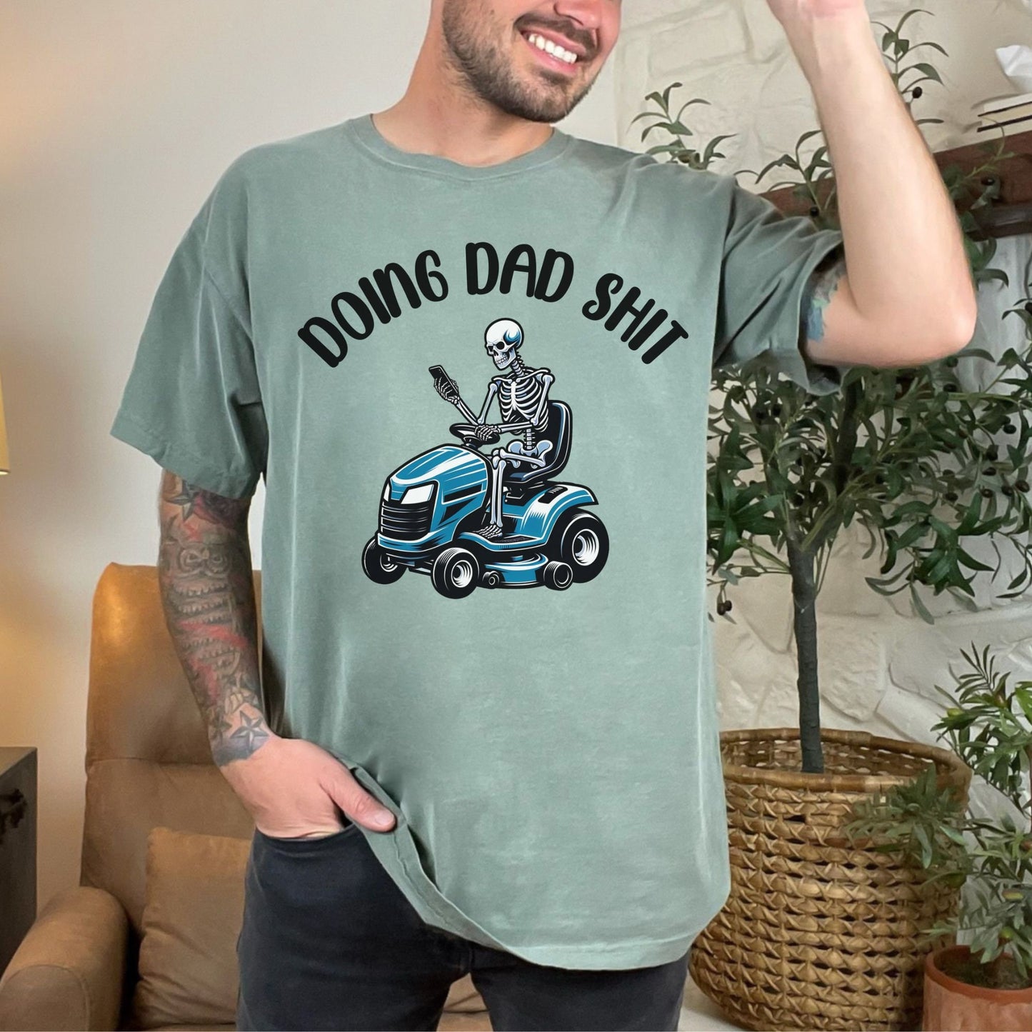 Doing Dad Shit Cutting Grass Funny Father's Day Comfort Colors Shirt