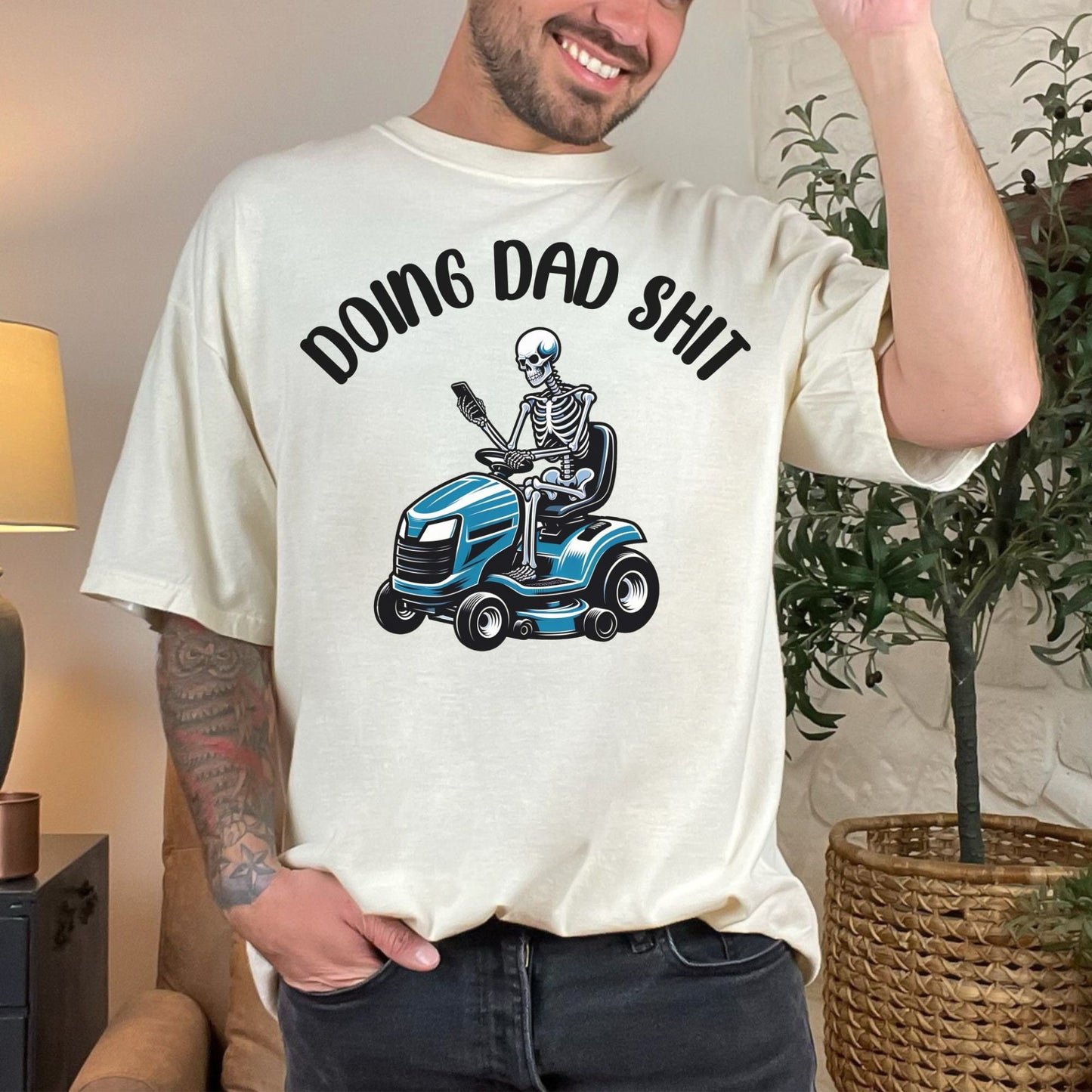 Doing Dad Shit Cutting Grass Funny Father's Day Comfort Colors Shirt