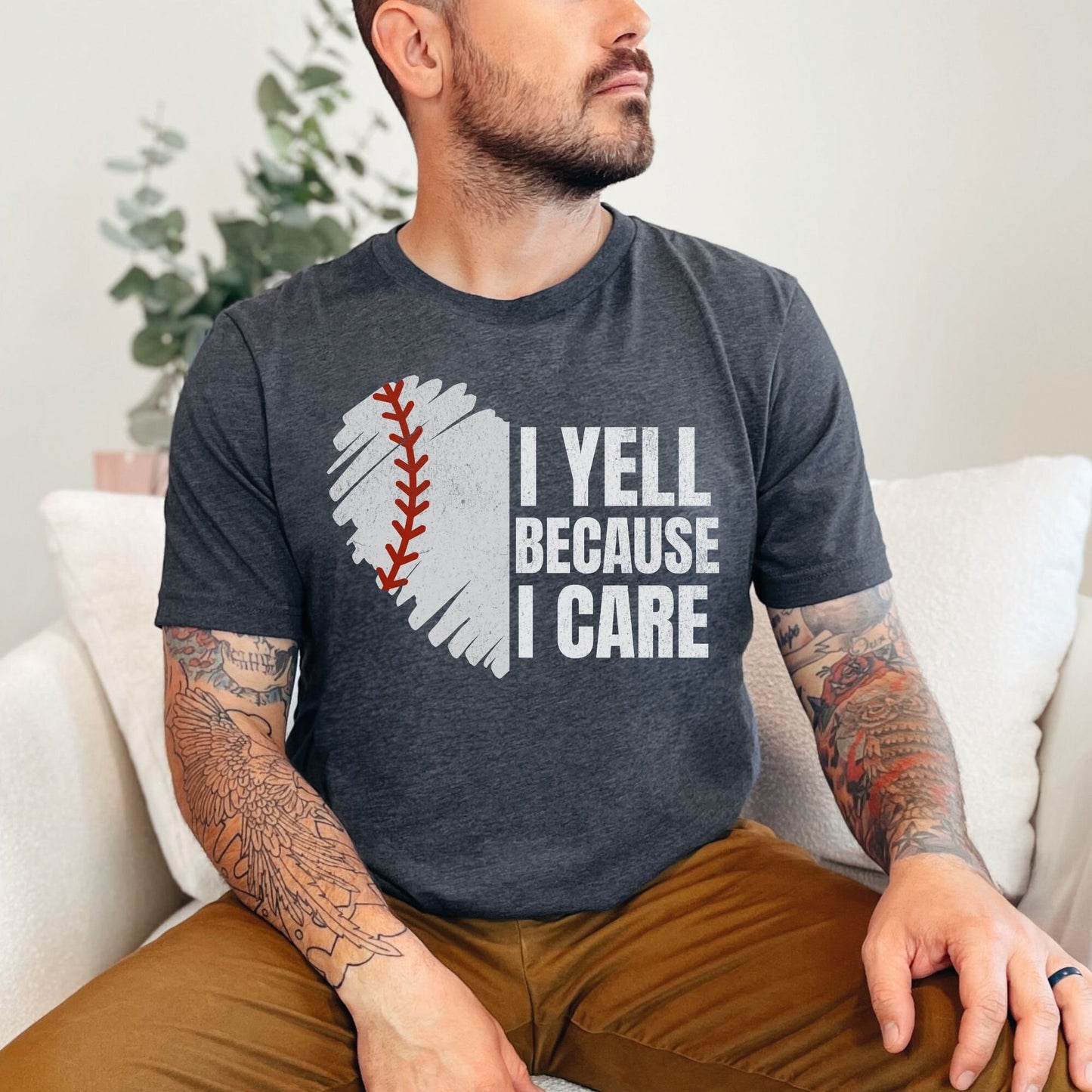 Halloween Baseball Shirt - I Yell Because I Care Gift for Baseball Coach