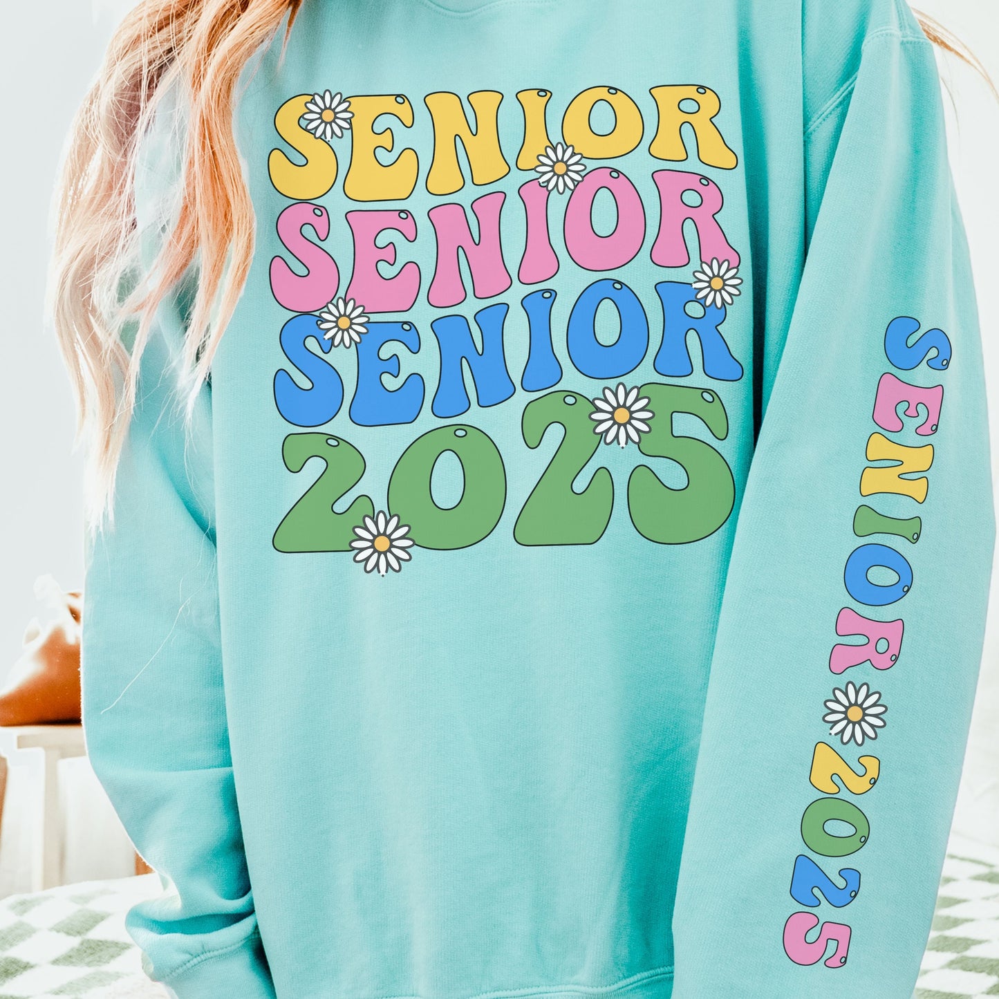 Senior 2025 Retro Groovy Comfort Colors Sweatshirt