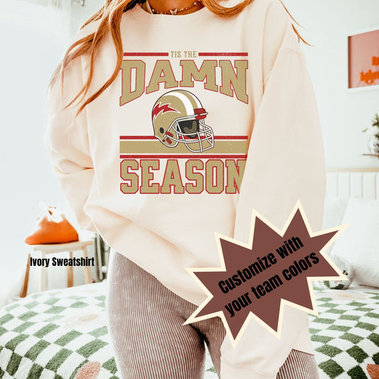 tis the damn season football comfort colors custom sweatshirt or shirt