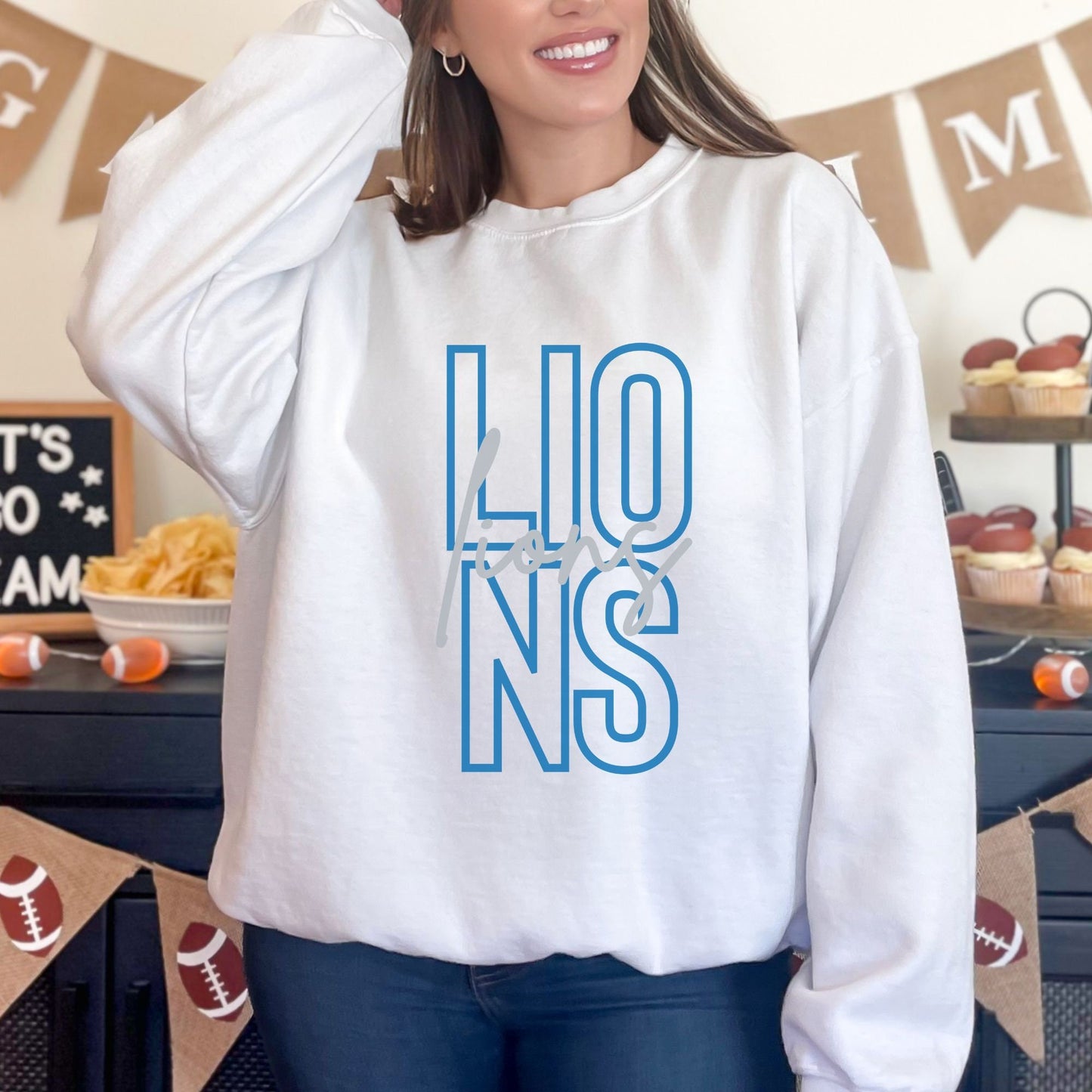 Trendy Vintage Football Game Day Sweatshirt for Tailgating, Lions Crewneck, Lions Football Sweatshirt, Gift For Lions Football Fan