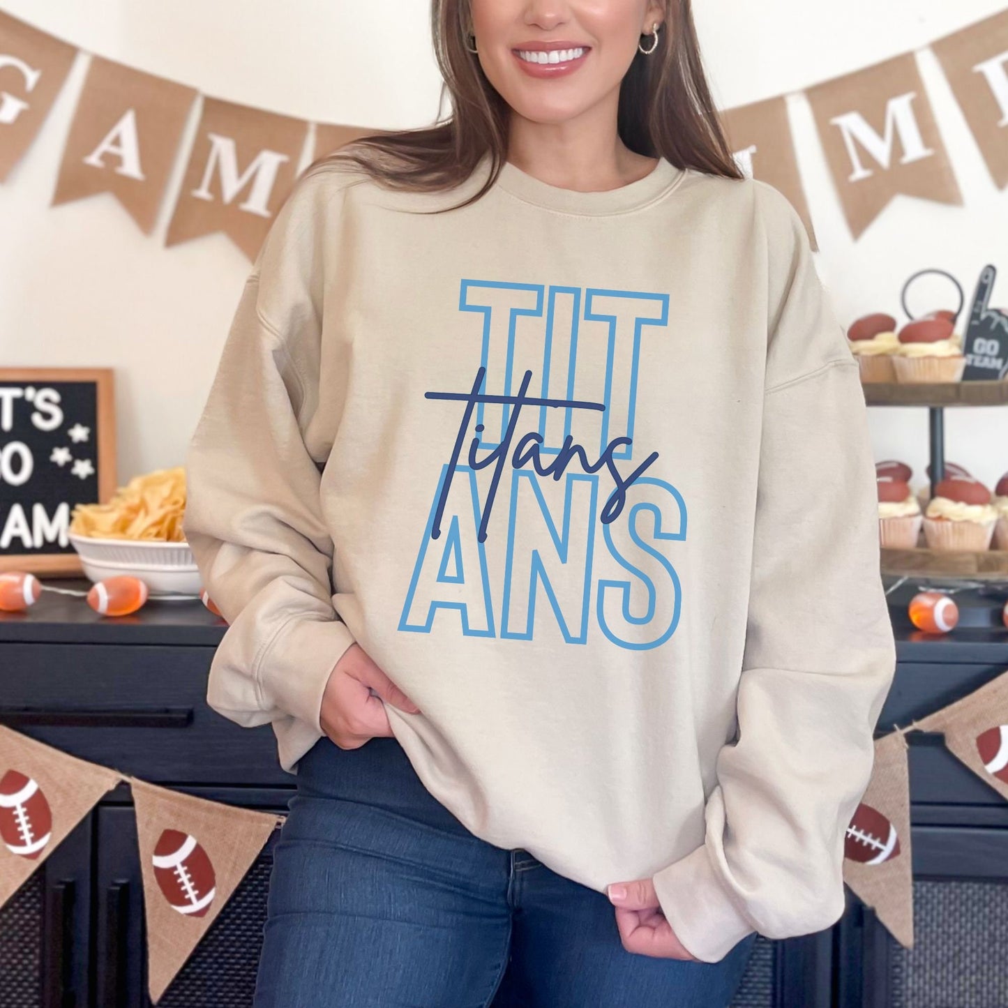 Trendy Vintage Football Game Day Sweatshirt for Tailgating, Titans Crewneck, Titans Football Sweatshirt, Gift For Titans Football Fan