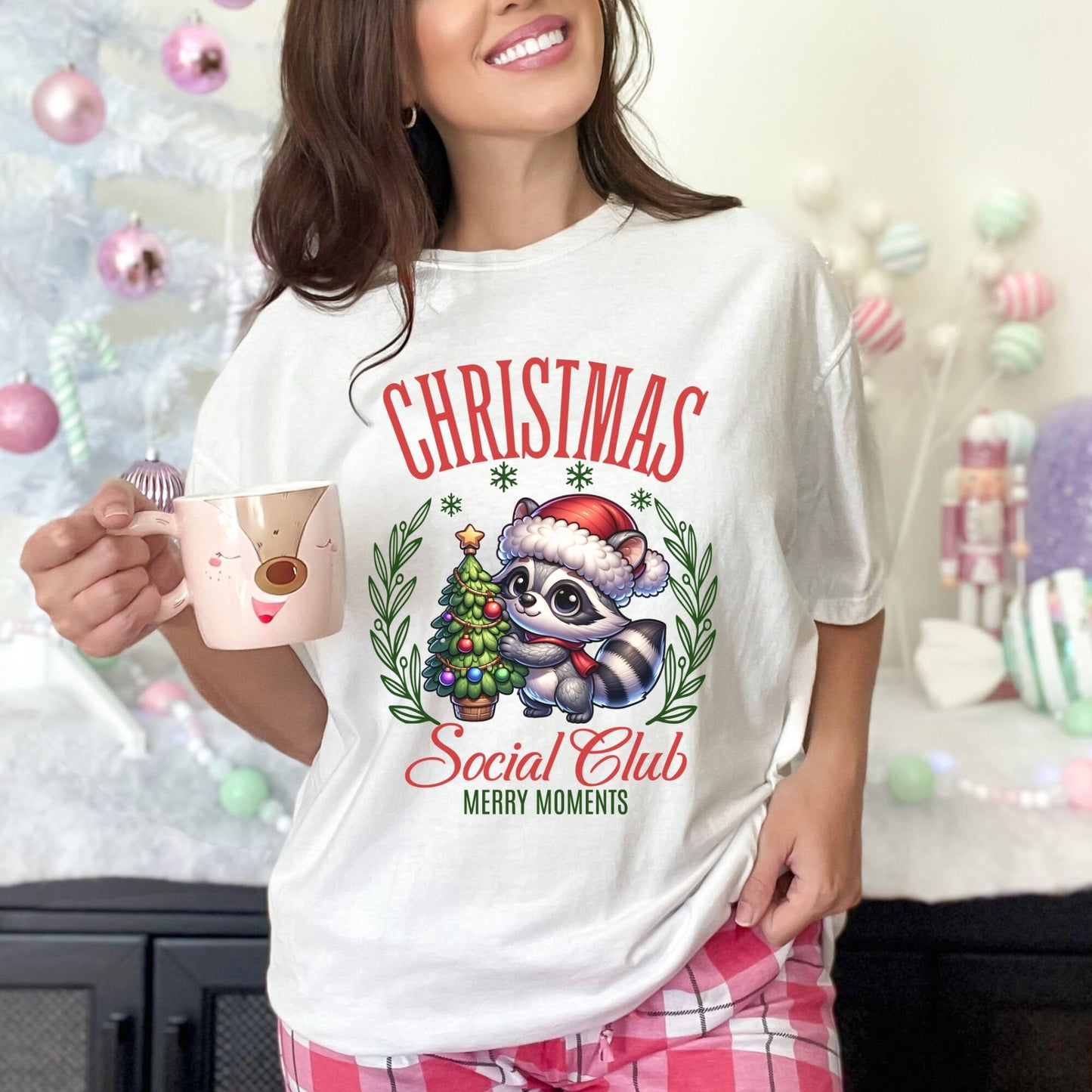 Christmas Social Club Raccoon Comfort Colors Shirt