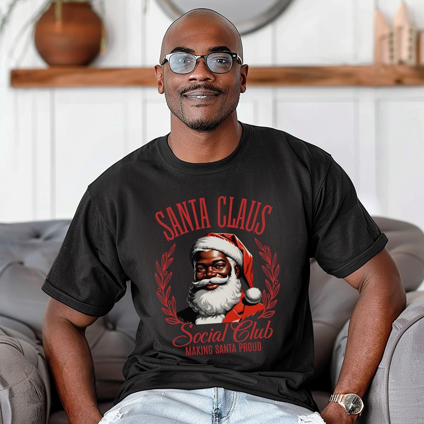 Black Santa Claus Social Club Comfort Colors Shirt