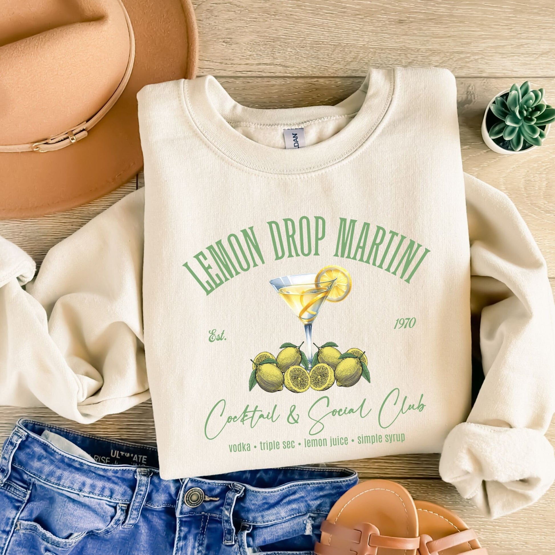 Lemon drop martini cocktail social club sweatshirt