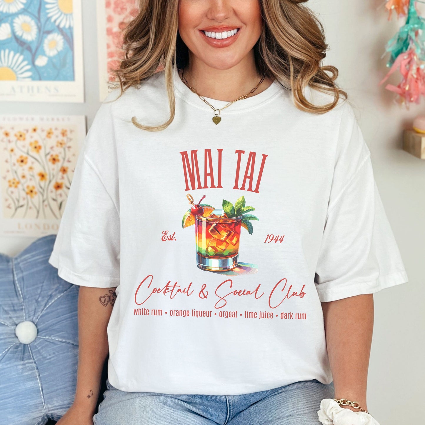 Tropical Mai Tai Cocktail & Social Club Comfort Colors Shirt