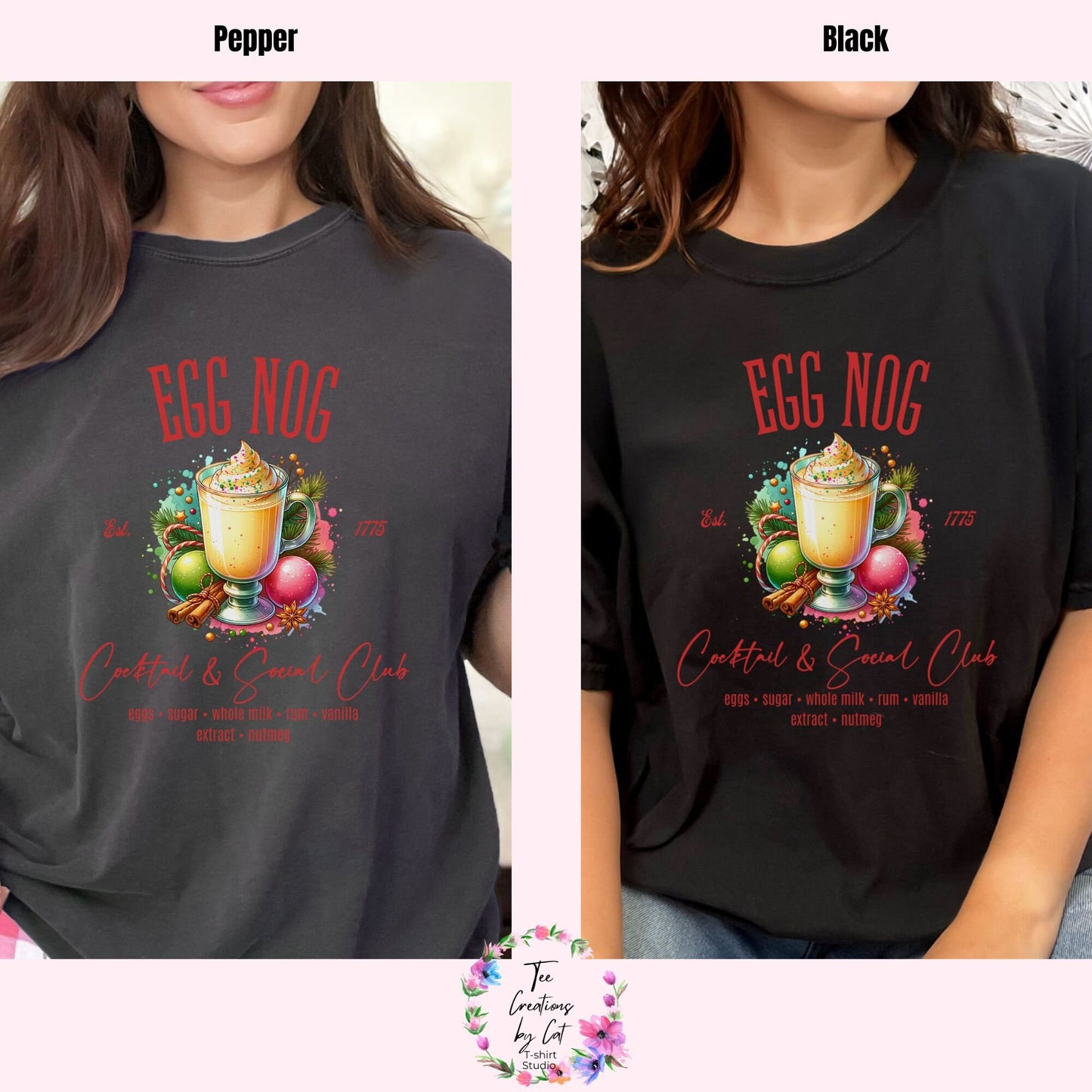 Egg Nog Christmas Cocktail & Social Club Comfort Colors Shirt