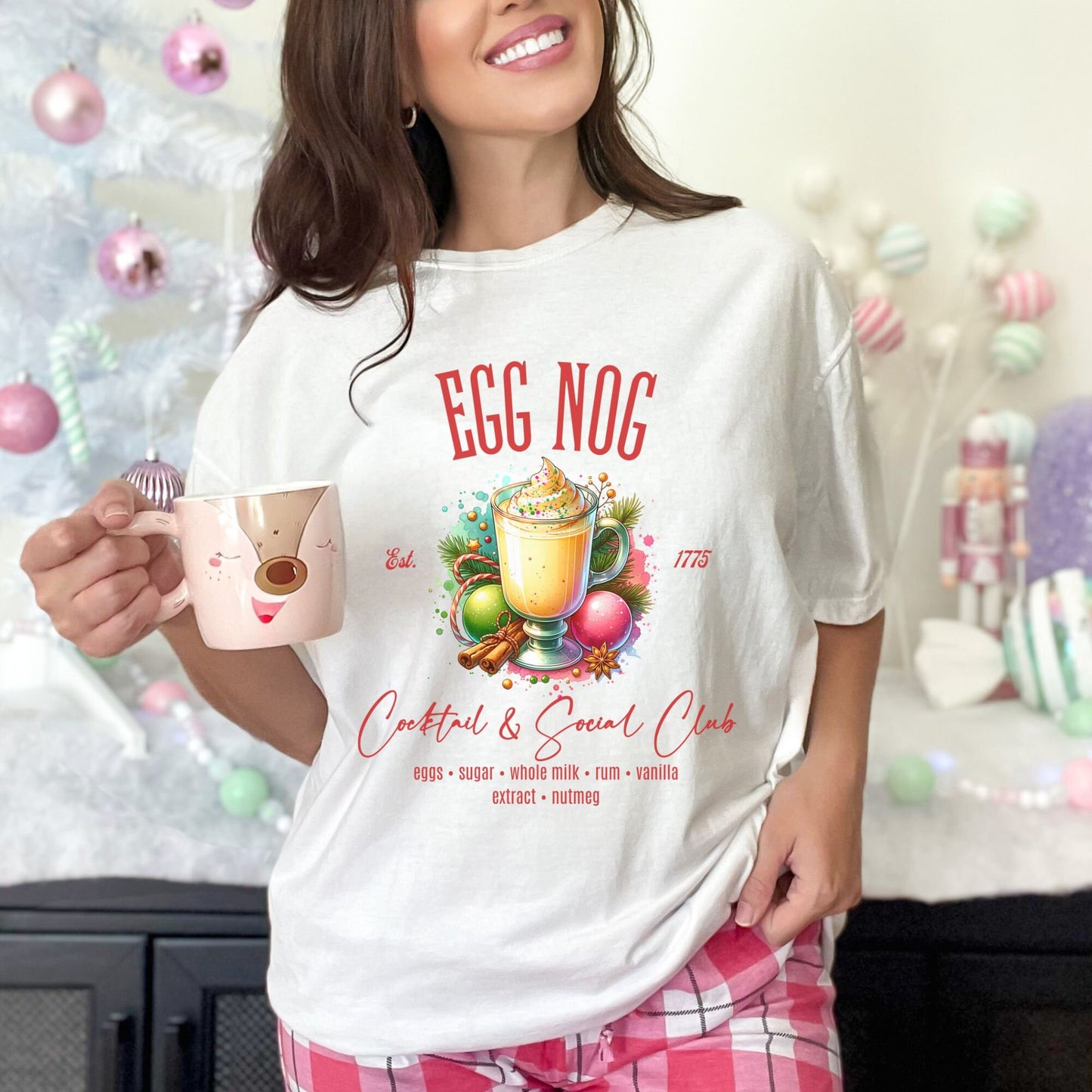 Egg Nog Christmas Cocktail & Social Club Comfort Colors Shirt