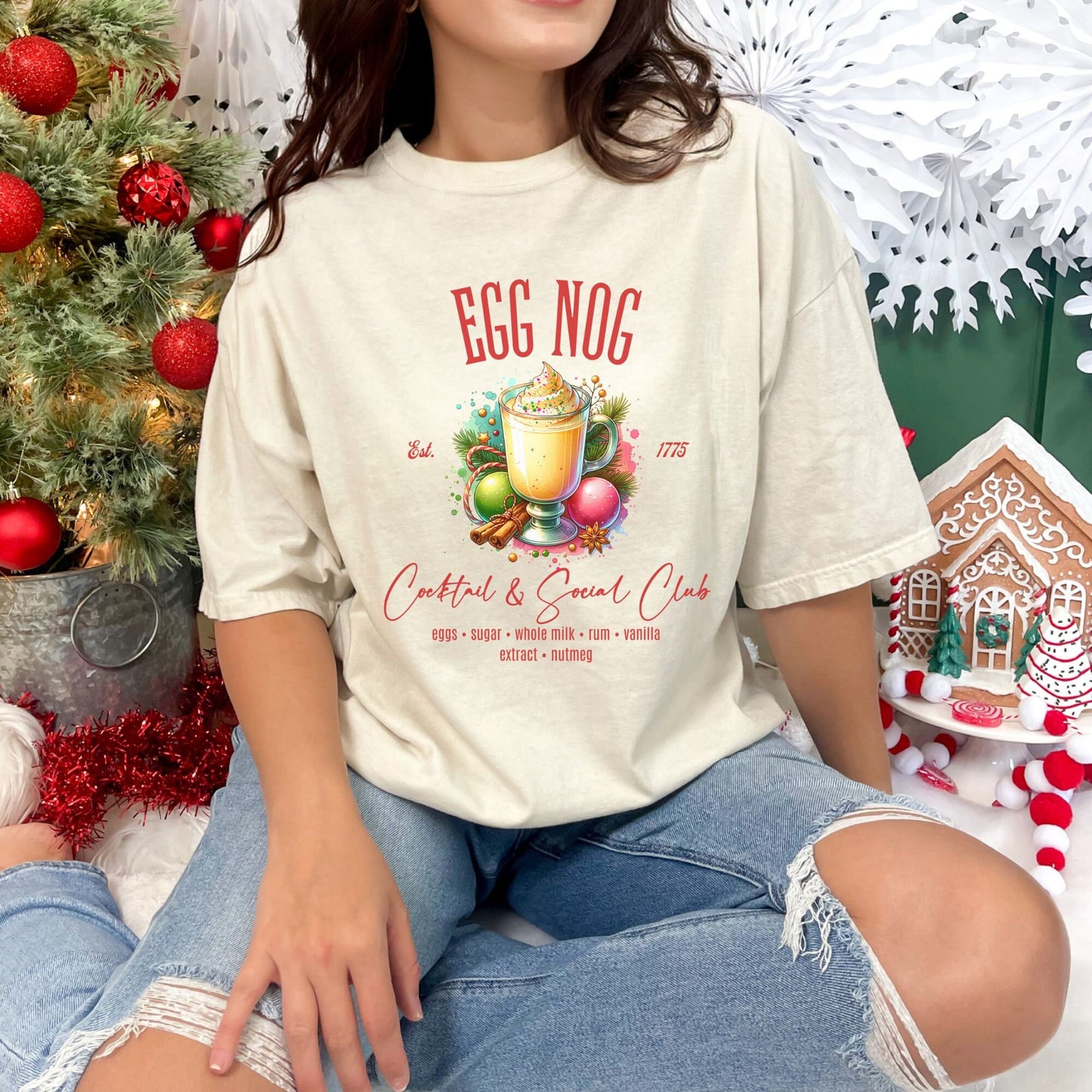 Egg Nog Christmas Cocktail & Social Club Comfort Colors Shirt