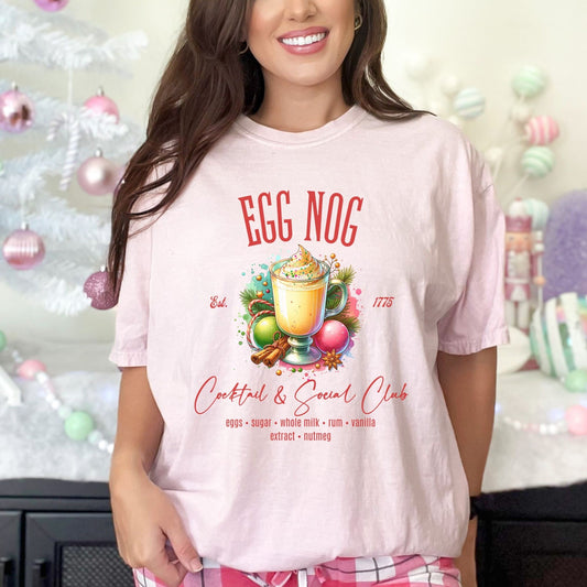 Egg Nog cocktail social club comfort colors shirt