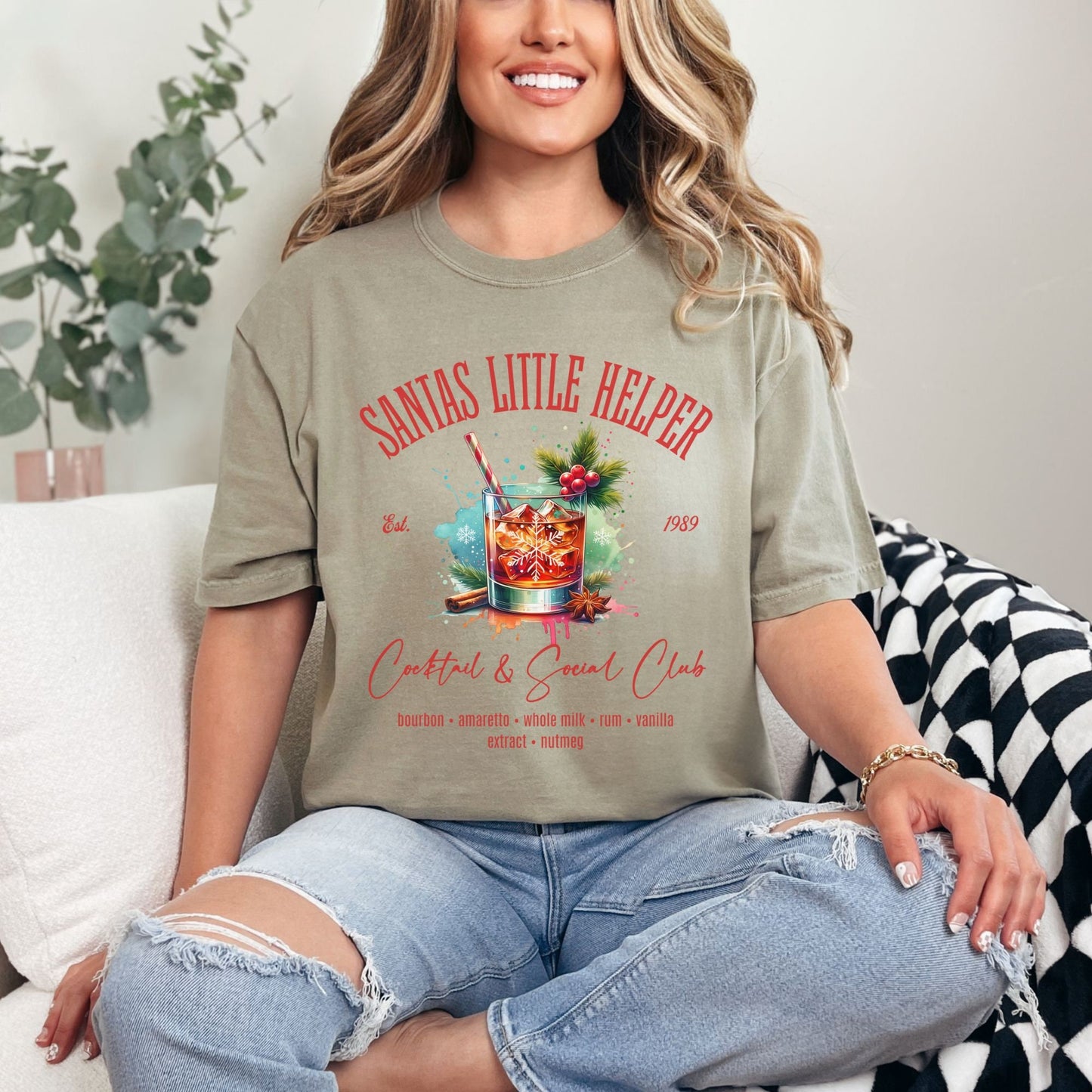 Santa's Little Helper Christmas Cocktail & Social Club Comfort Colors Shirt