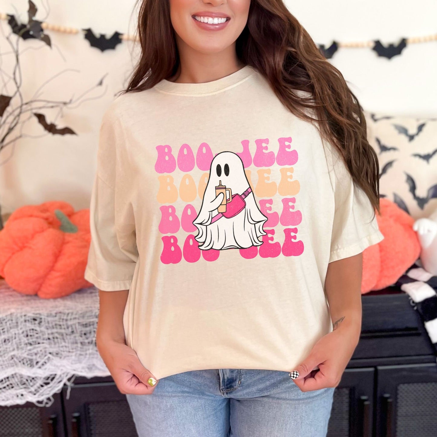 Boojee Halloween Ghost Tumbler Comfort Colors Shirt