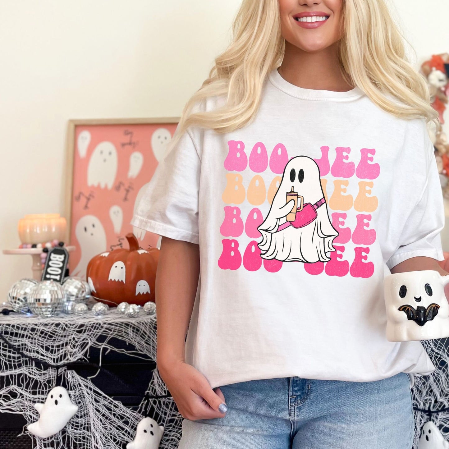 Boojee Halloween Ghost Tumbler Comfort Colors Shirt