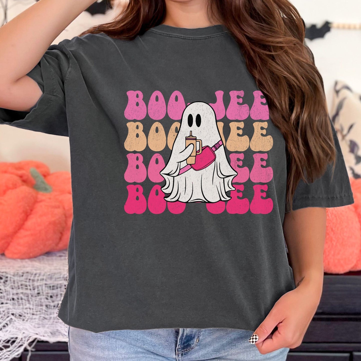 Boojee Halloween Ghost Tumbler Comfort Colors Shirt