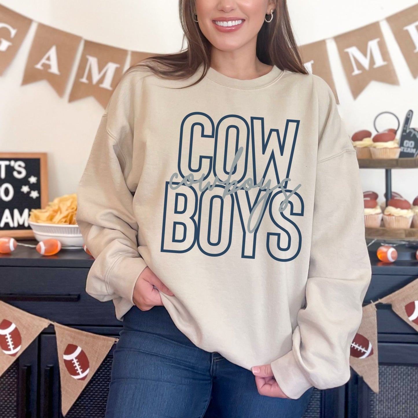 Trendy Cowboys Football Game Day Sweatshirt for Tailgating, Cowboys Crewneck, Cowboys Football Sweatshirt, Gift For Cowboys Fan